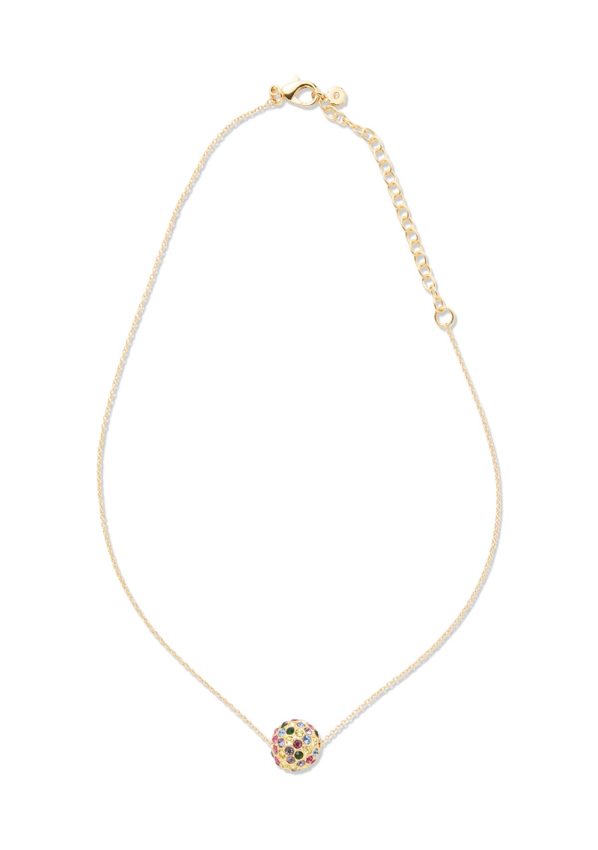 Gold Tone Rainbow Fireball Drop Earrings and Pendant Necklace