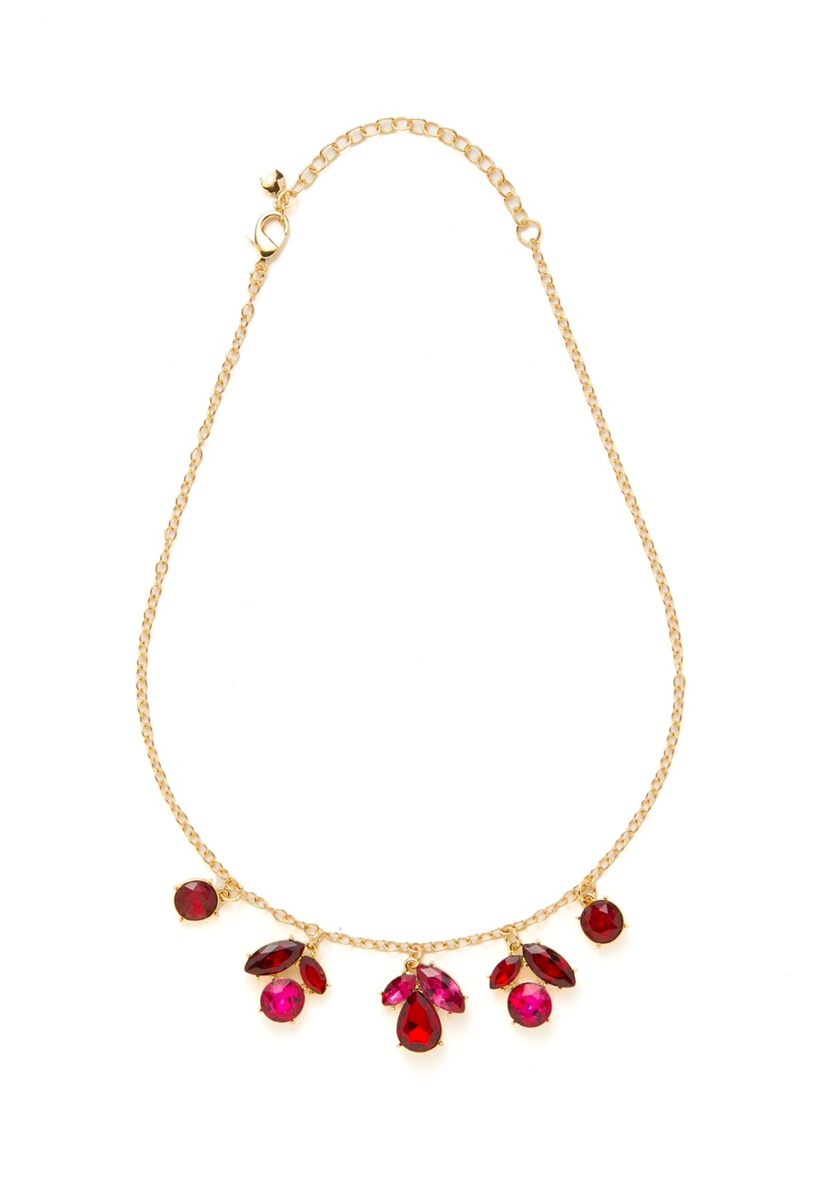 Gold Tone Tri-Stone Drop Earrings and Frontal Necklace Set