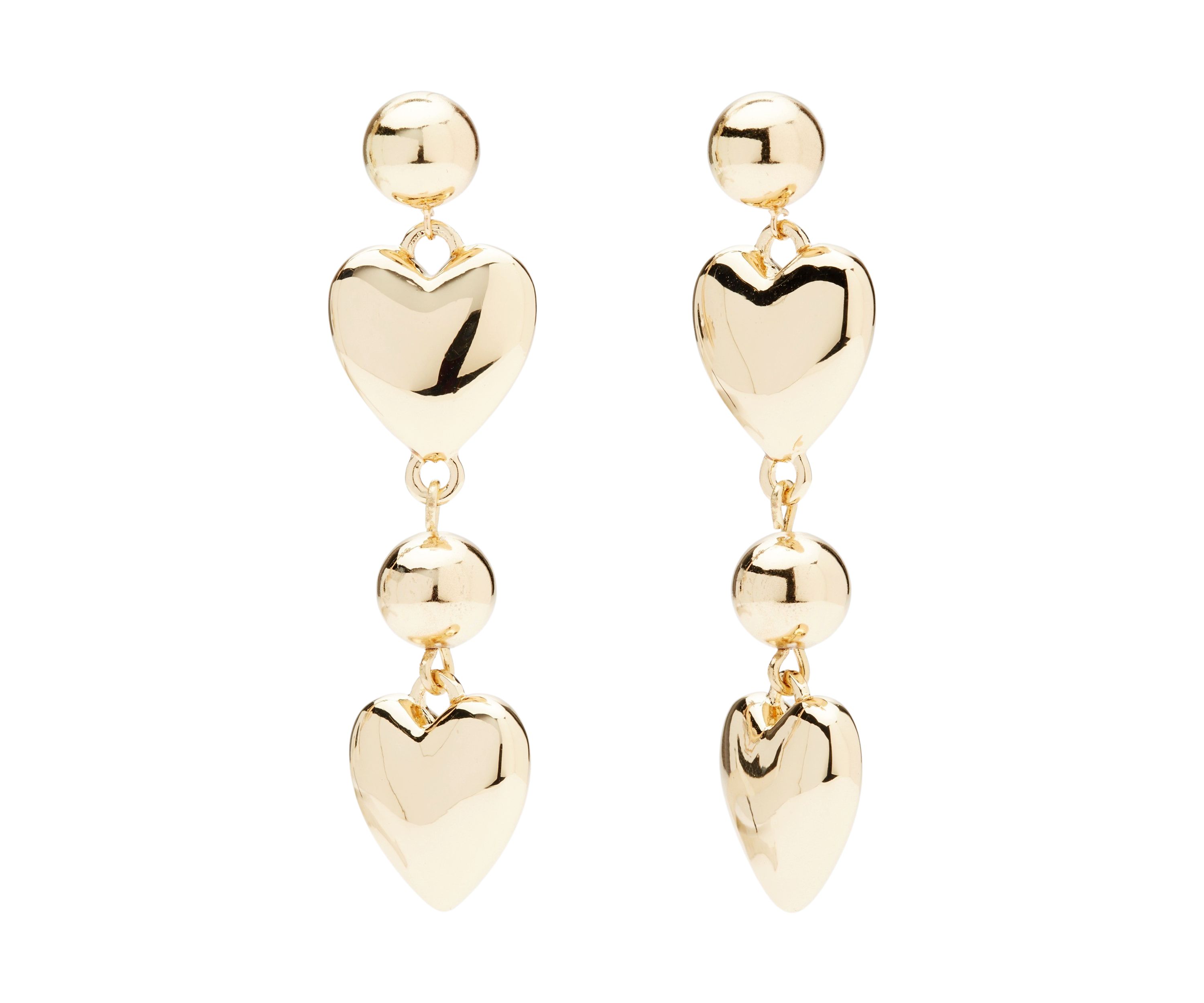 Gold Tone Heart Linear Earrings