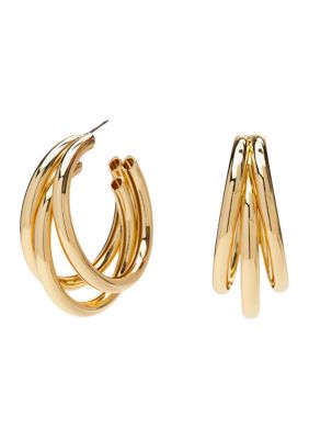 Gold Tone 38 Millimeter Twist Hoop Earrings