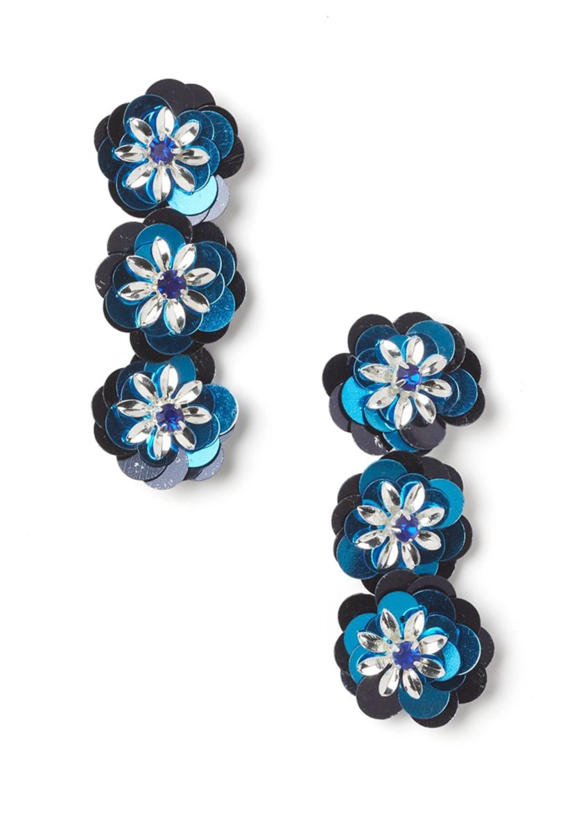 Flower Sequin Linear Earrings