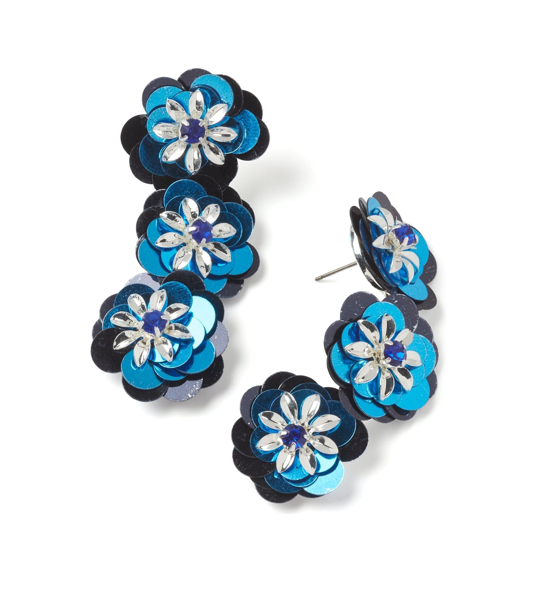 Flower Sequin Linear Earrings