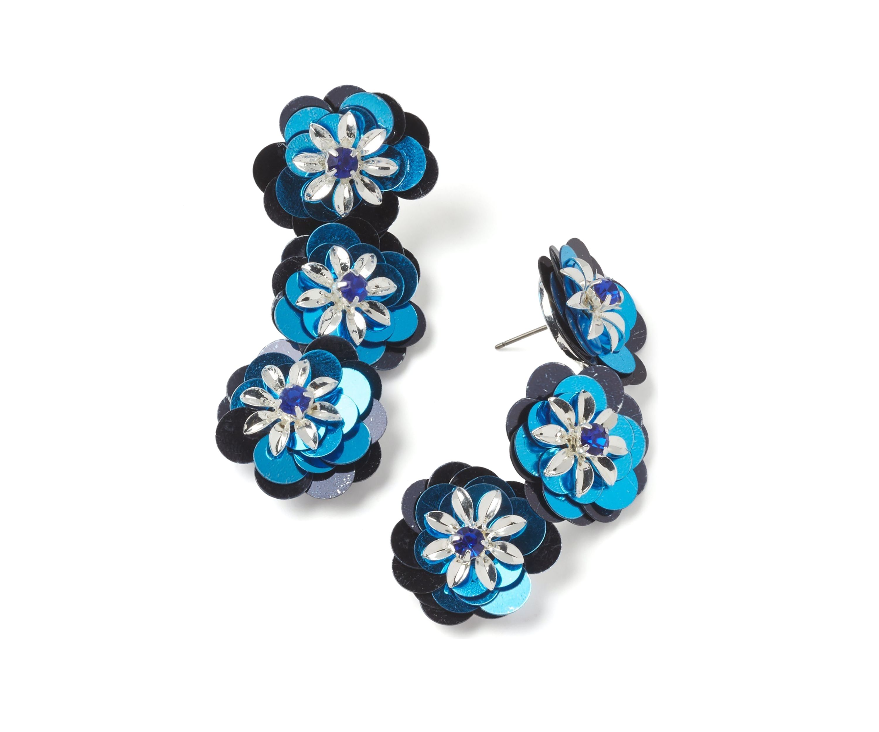 Flower Sequin Linear Earrings
