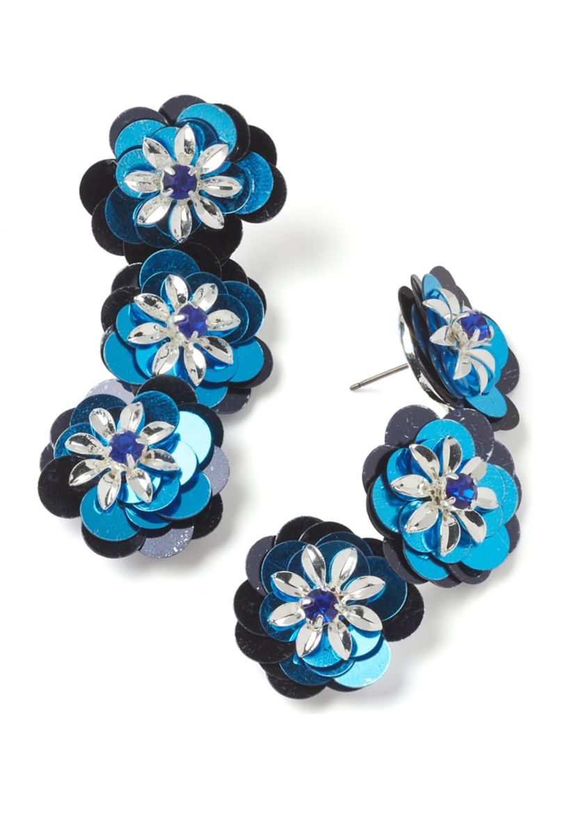Flower Sequin Linear Earrings