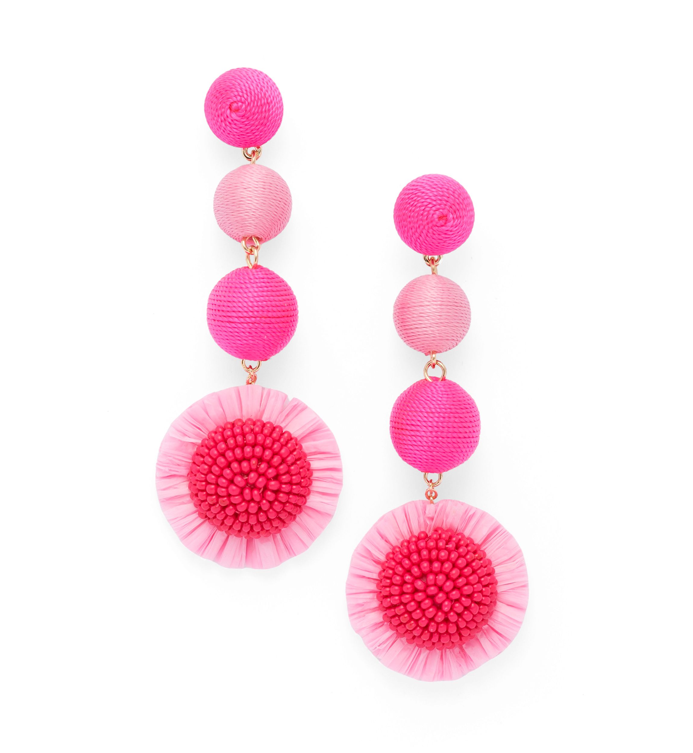 Bead and Thread Triple Drop Earrings