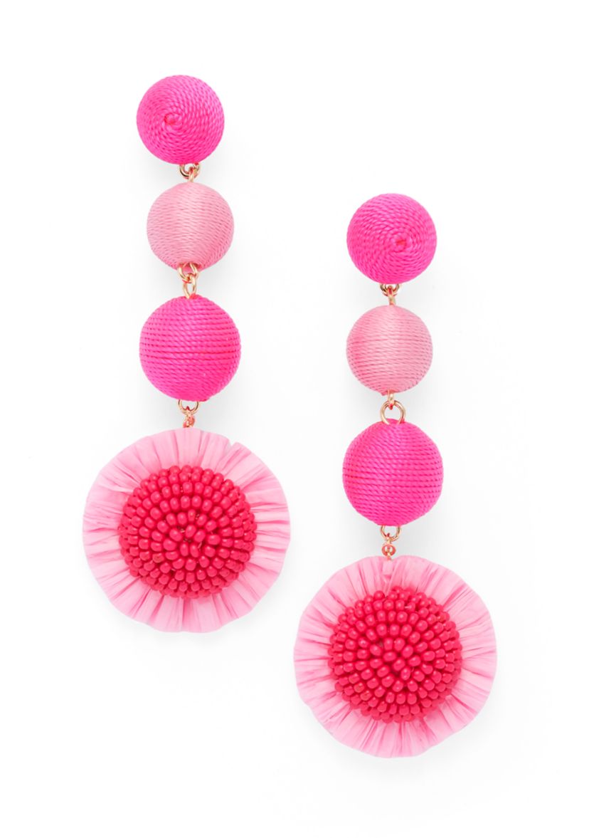 Bead and Thread Triple Drop Earrings