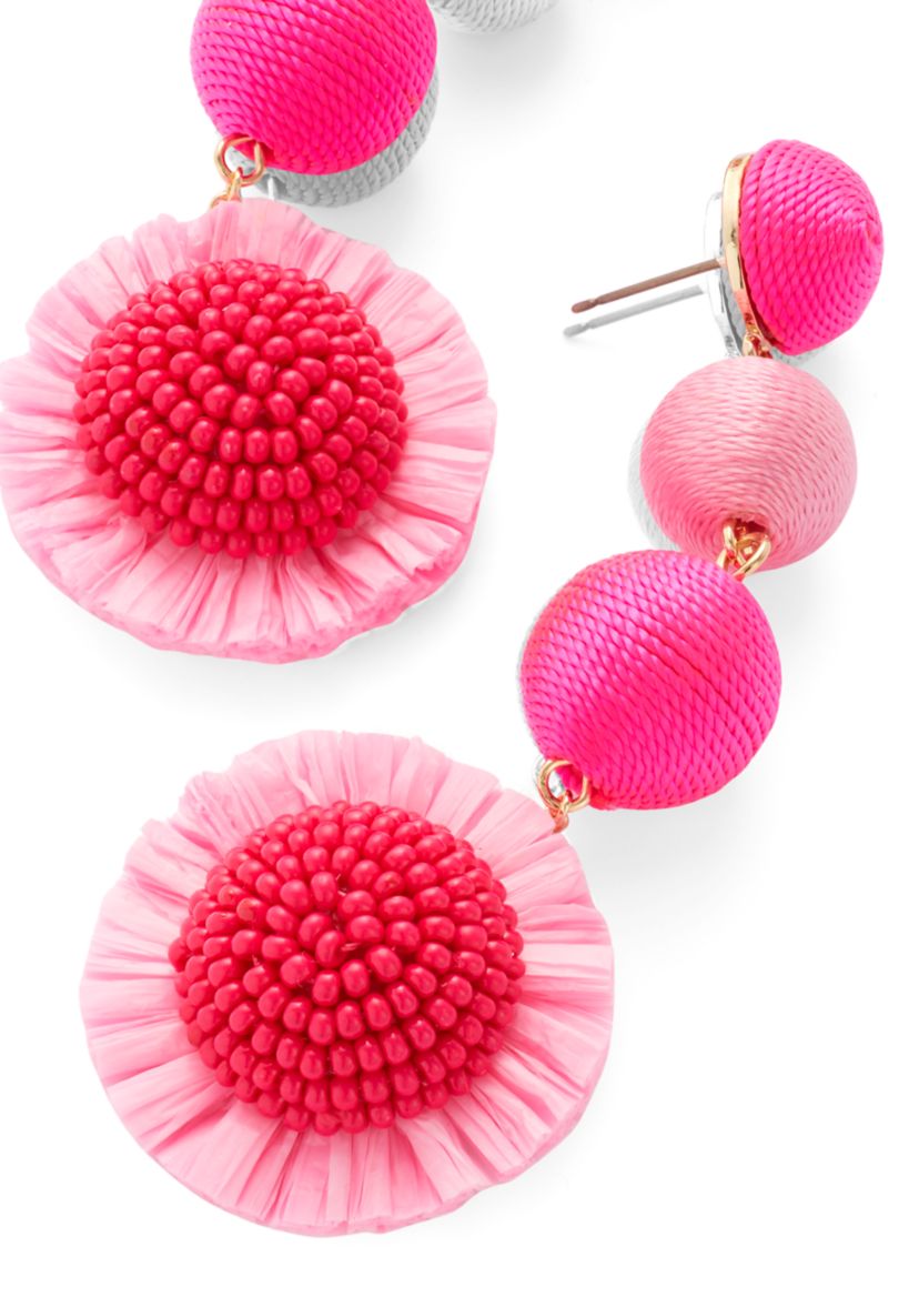 Bead and Thread Triple Drop Earrings