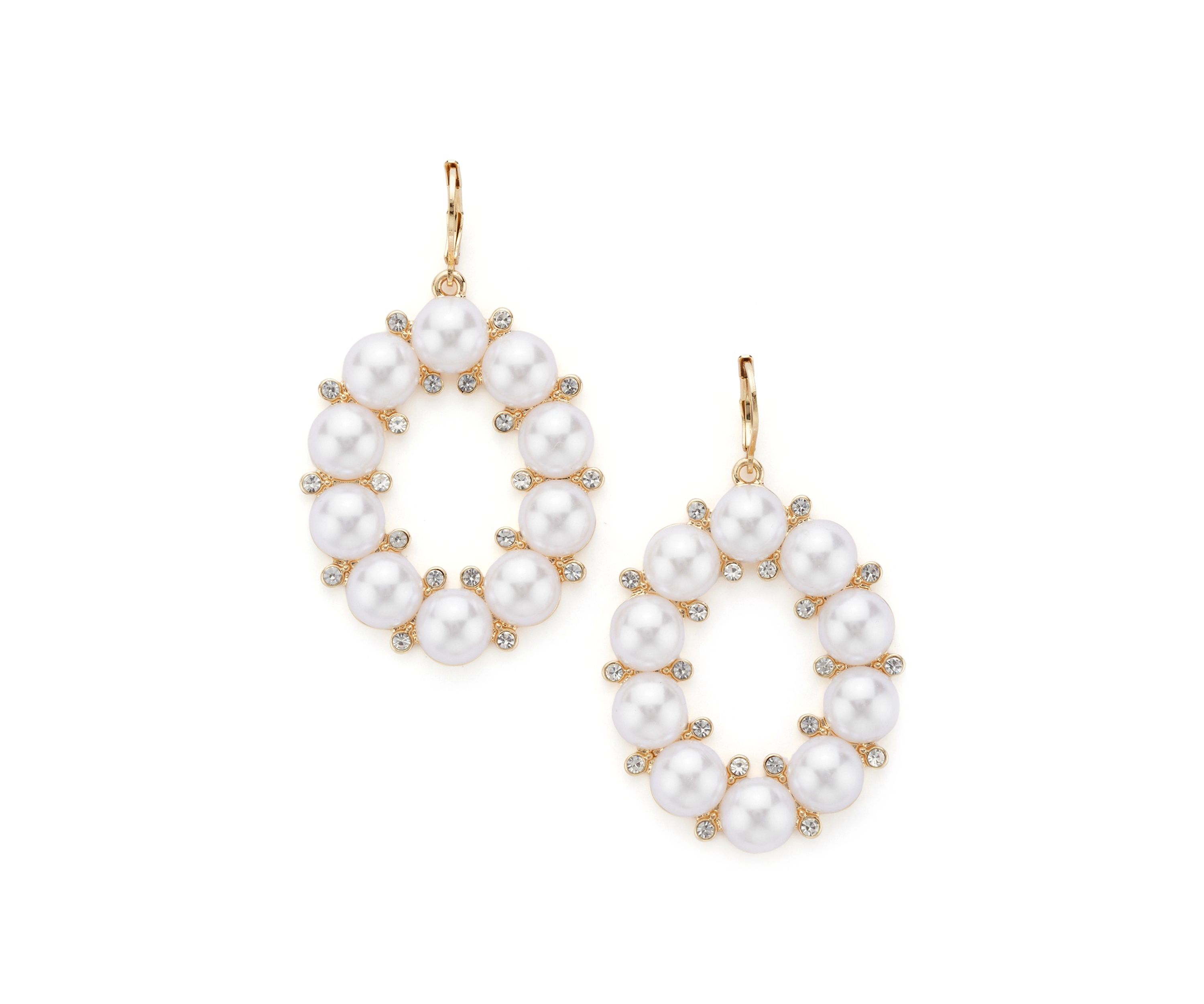 Gold Tone Statement Pearl Drop Earrings