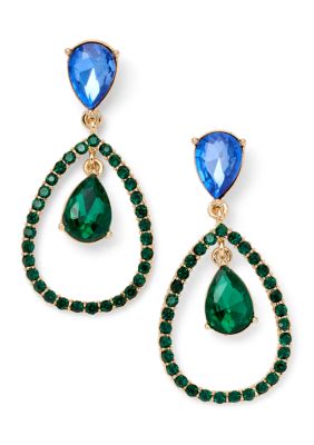 Crown & Ivy Blue Green Open Pear Earrings