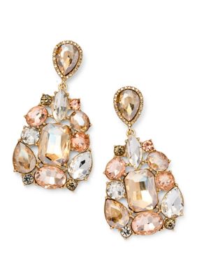 Crown & Ivy Drama Mix Stone Cluster Chandelier Earrings