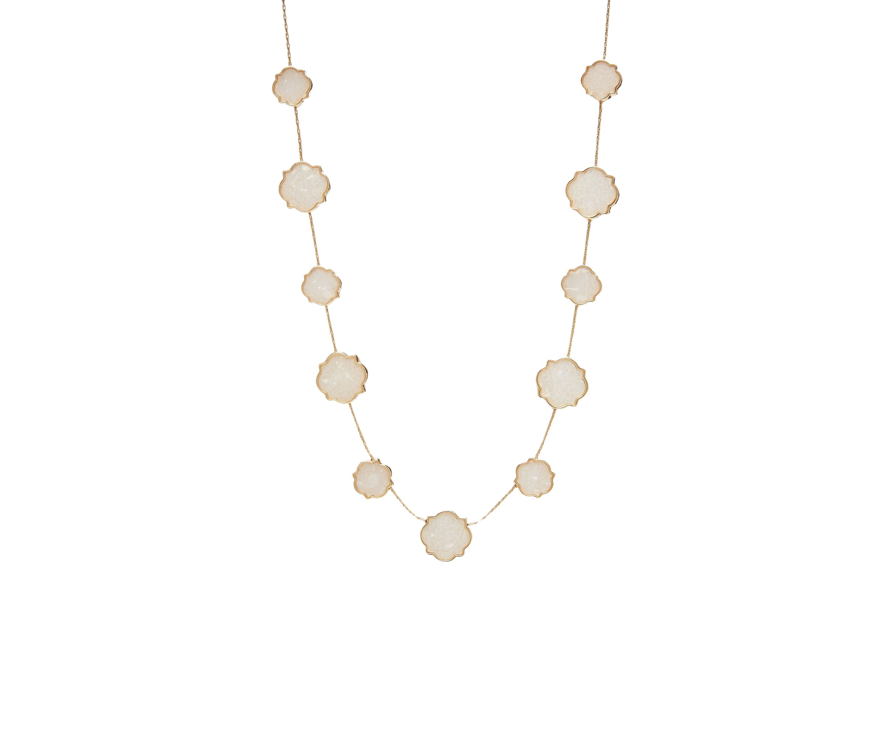 Gold Tone 16 White Foil Collar Necklace
