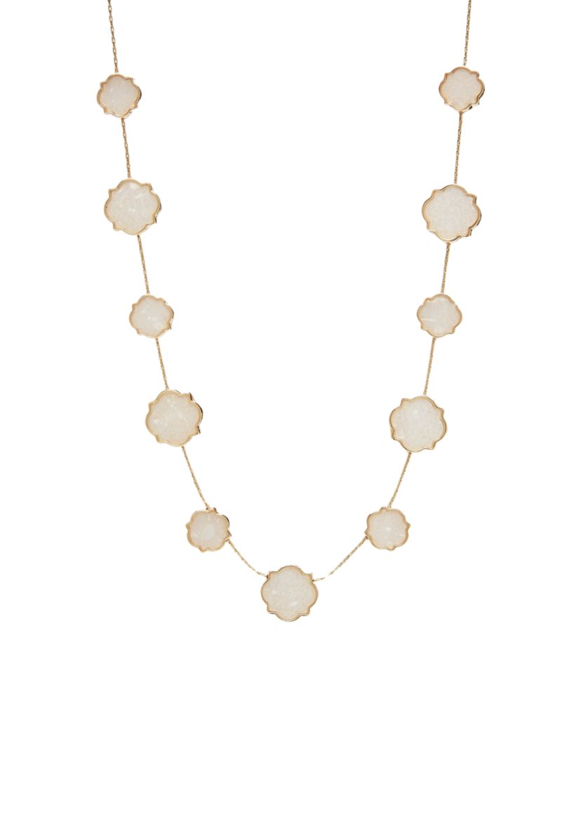 Gold Tone 16 White Foil Collar Necklace