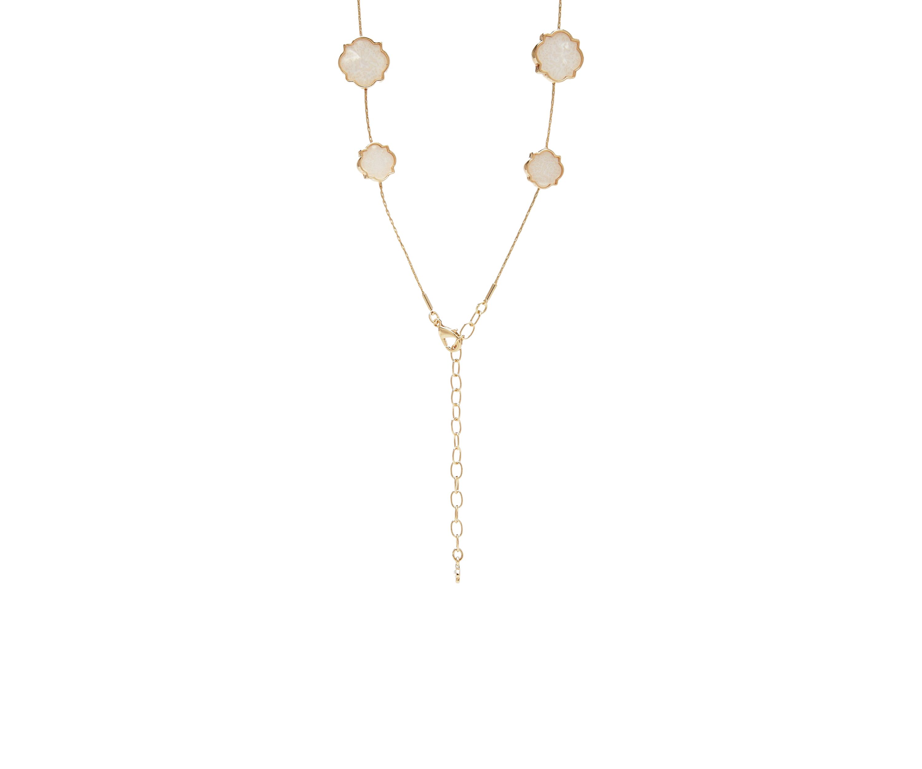 Gold Tone 16 White Foil Collar Necklace
