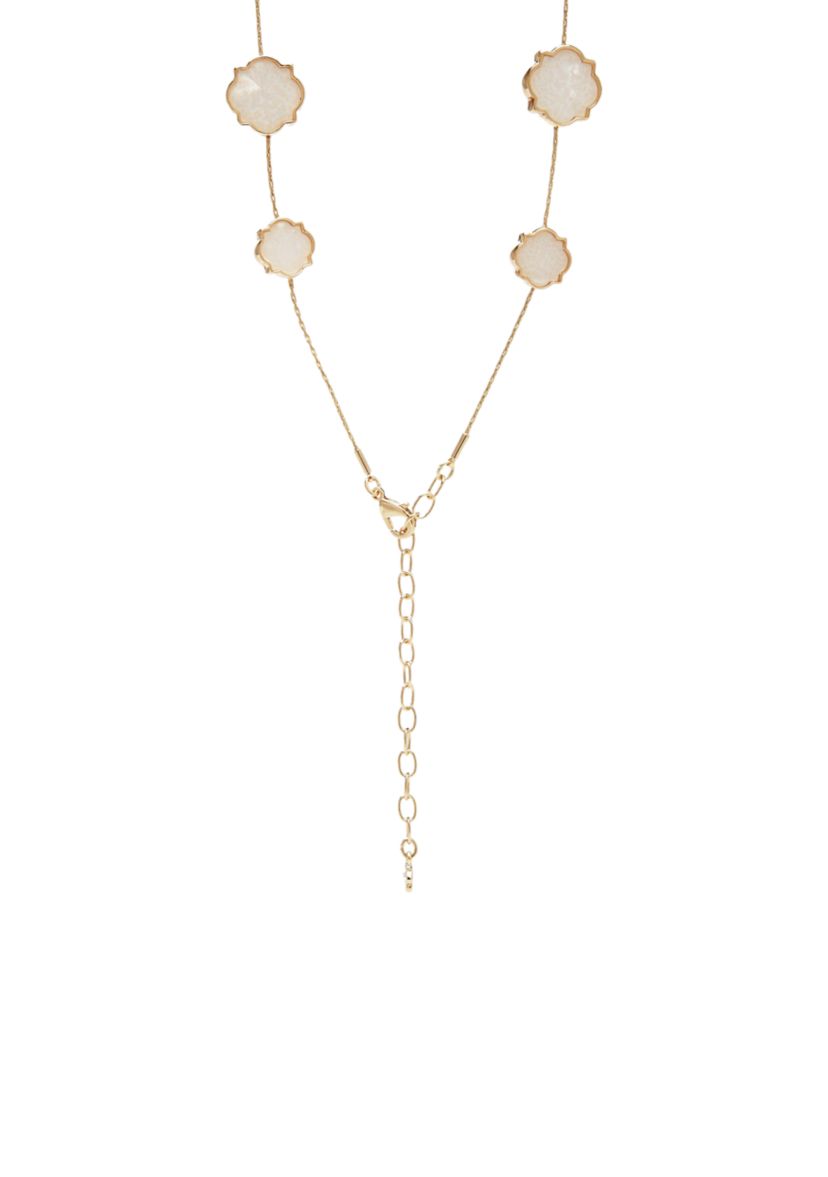 Gold Tone 16 White Foil Collar Necklace