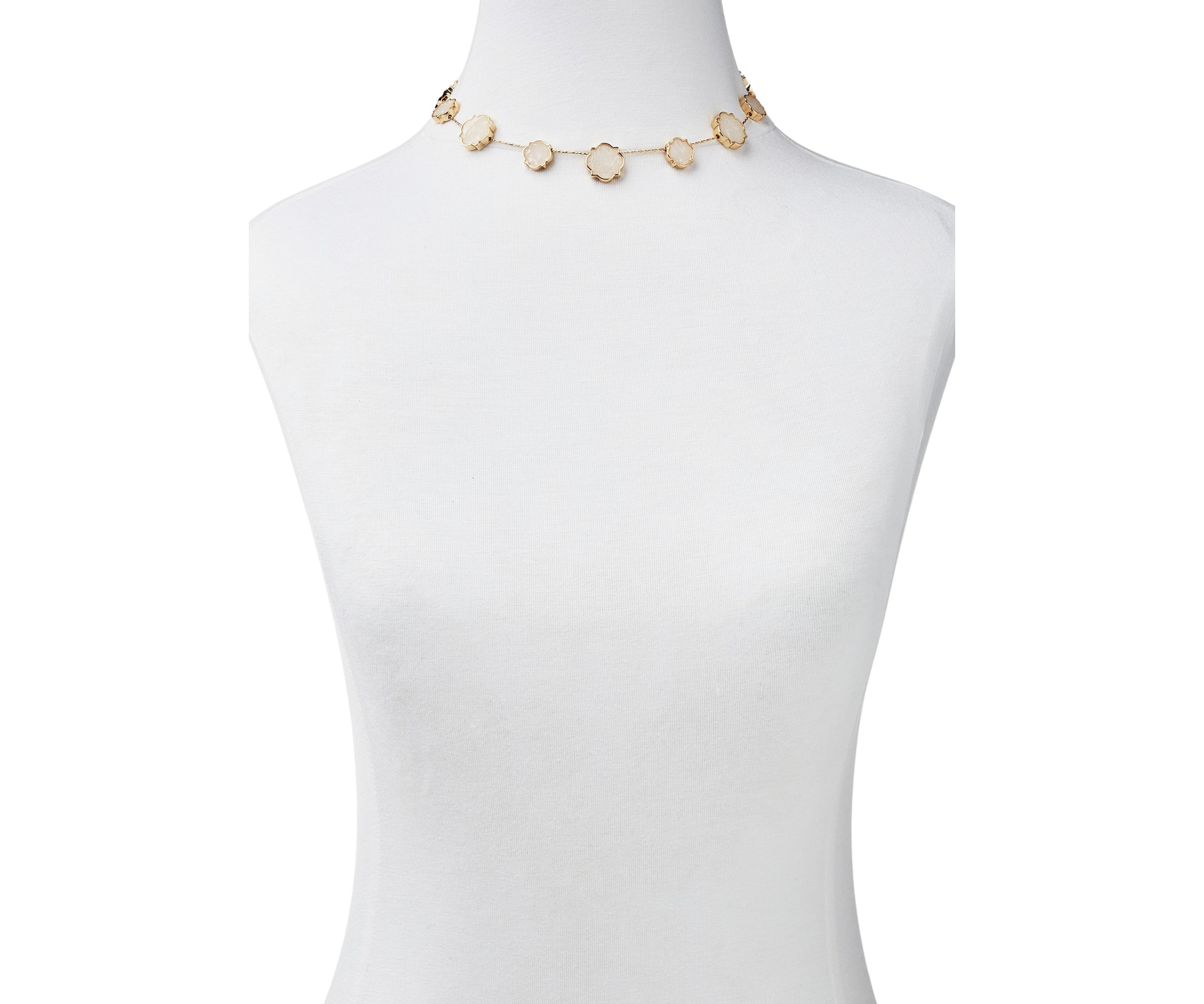 Gold Tone 16 White Foil Collar Necklace
