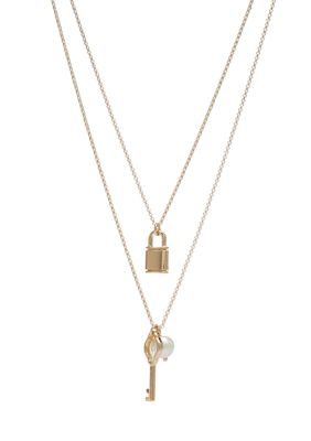 Crown  Ivy Lock and Key Double Row Necklace