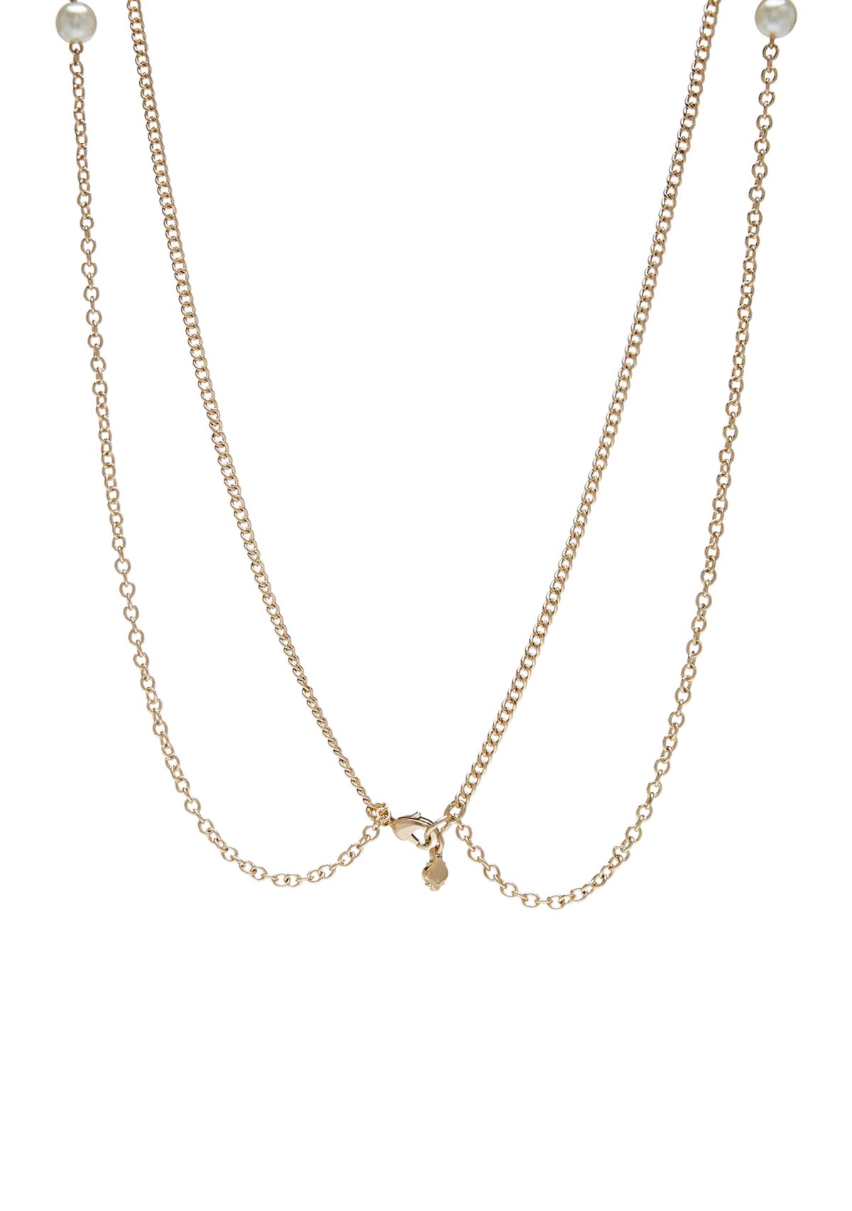 Gold Tone 42 Double Row Pearl Strand Necklace