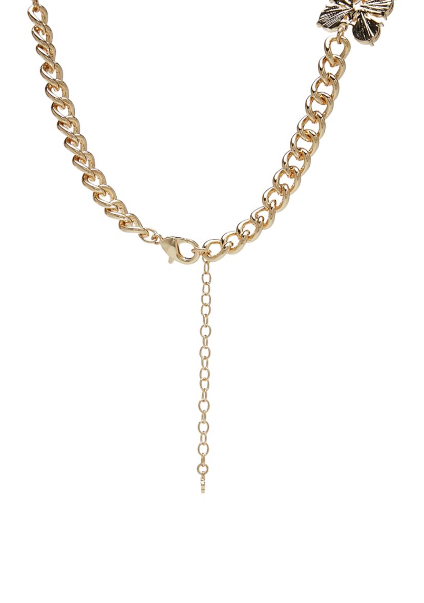 Gold Tone 16 Pearl Frontal Necklace