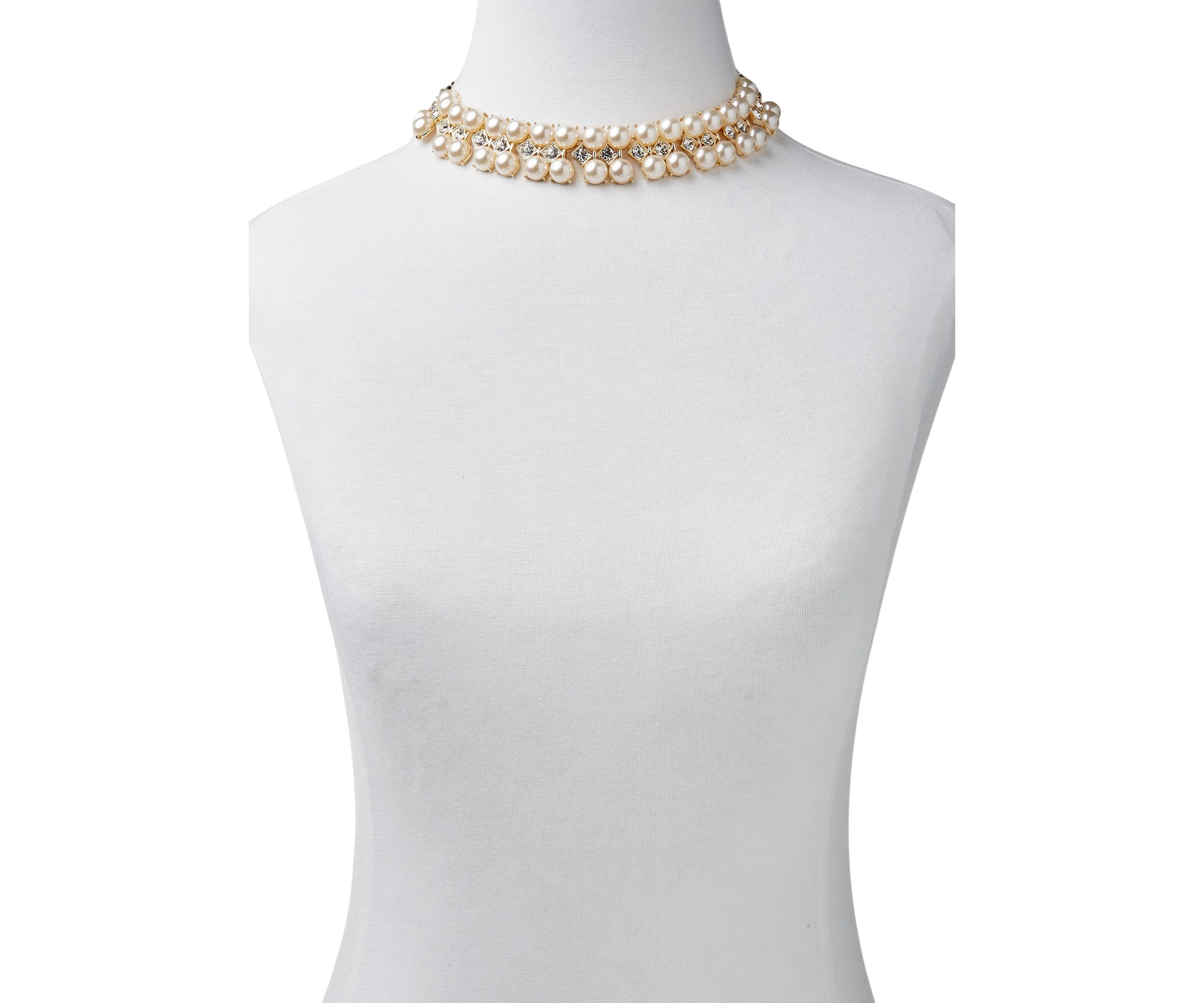 Gold Tone 16 Pearl Frontal Necklace