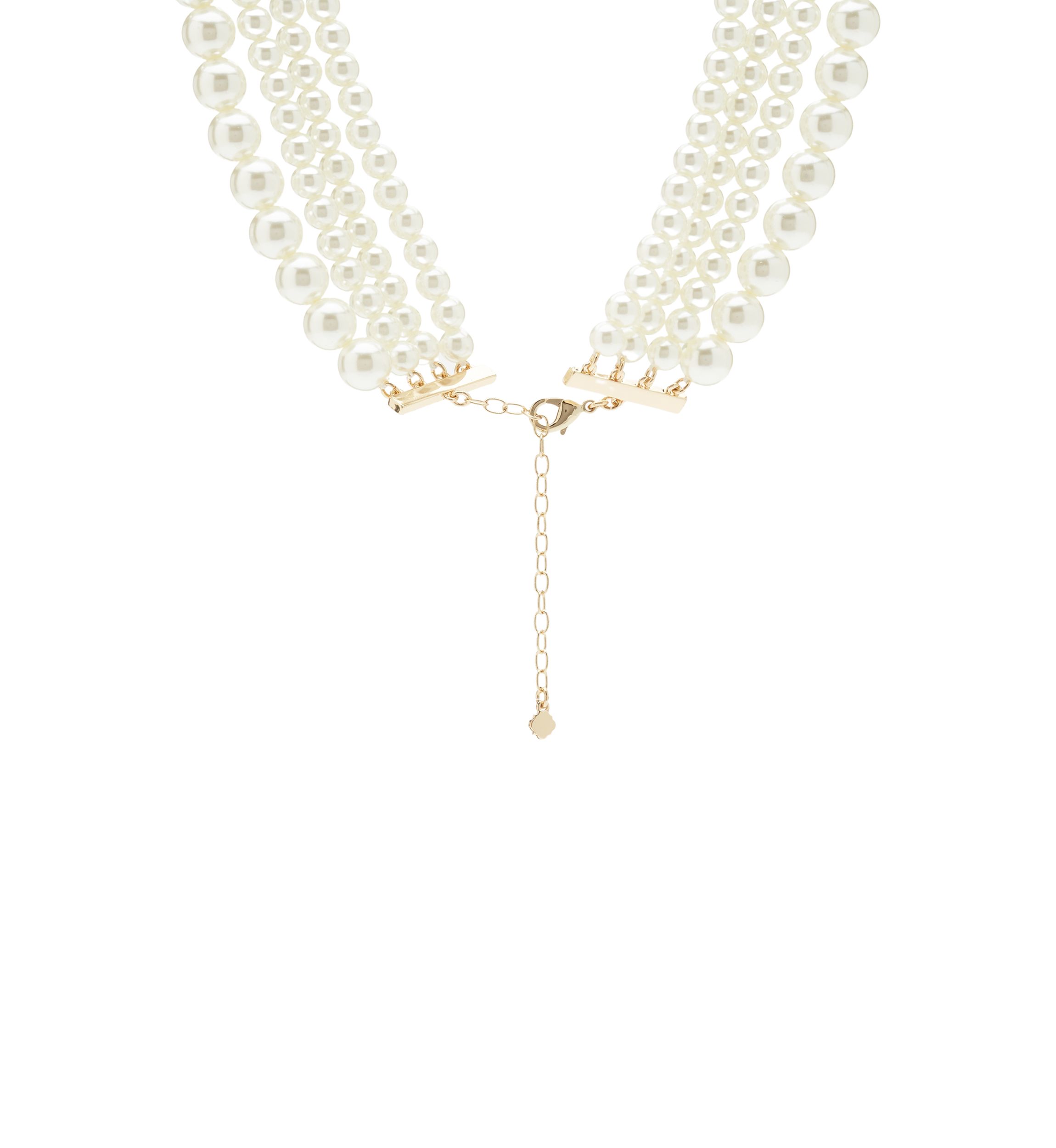 Gold Tone Multi Foil Multi Strand Pearl Necklace