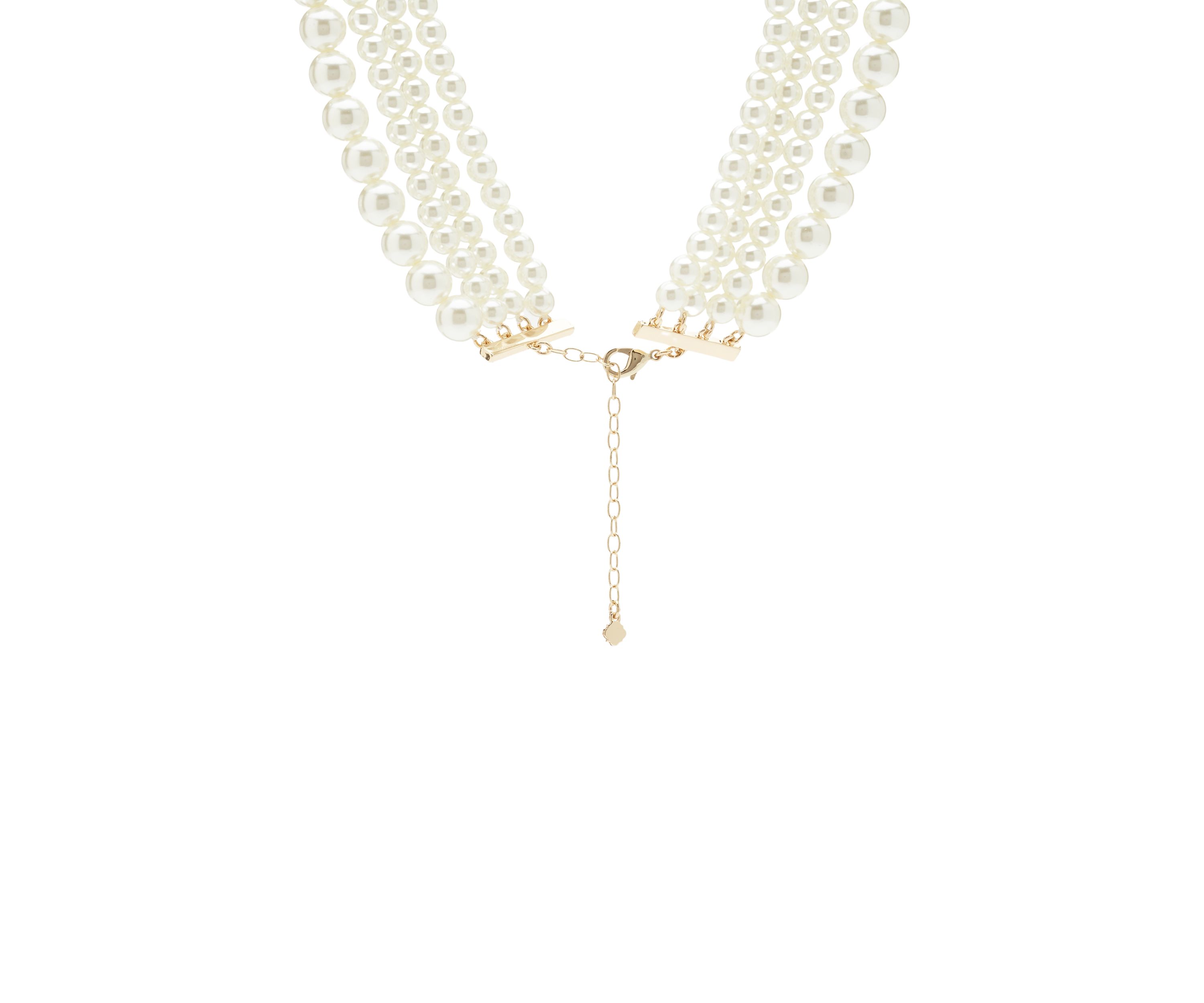 Gold Tone Multi Foil Multi Strand Pearl Necklace