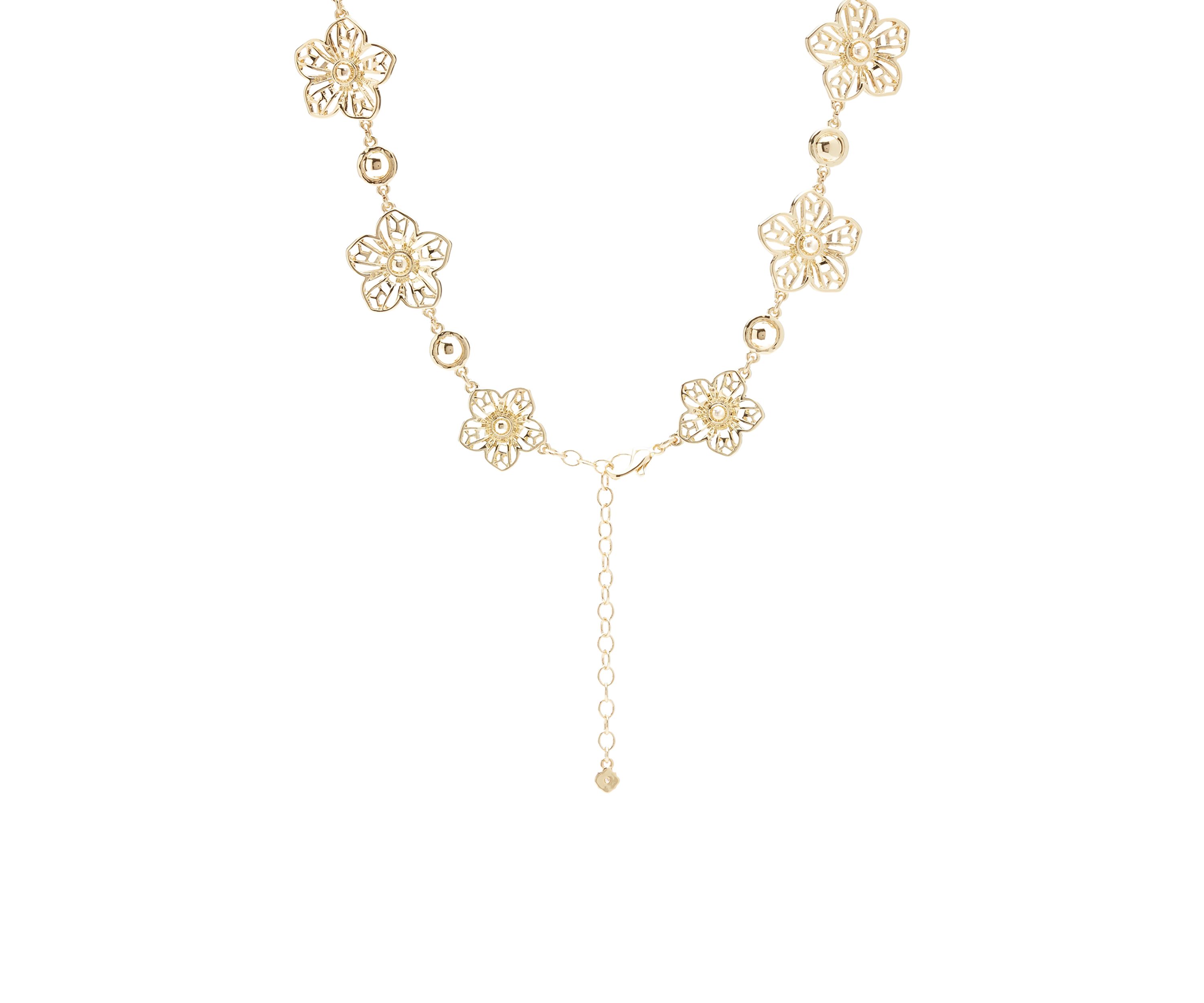 Gold Tone 16 Flower Frontal Necklace
