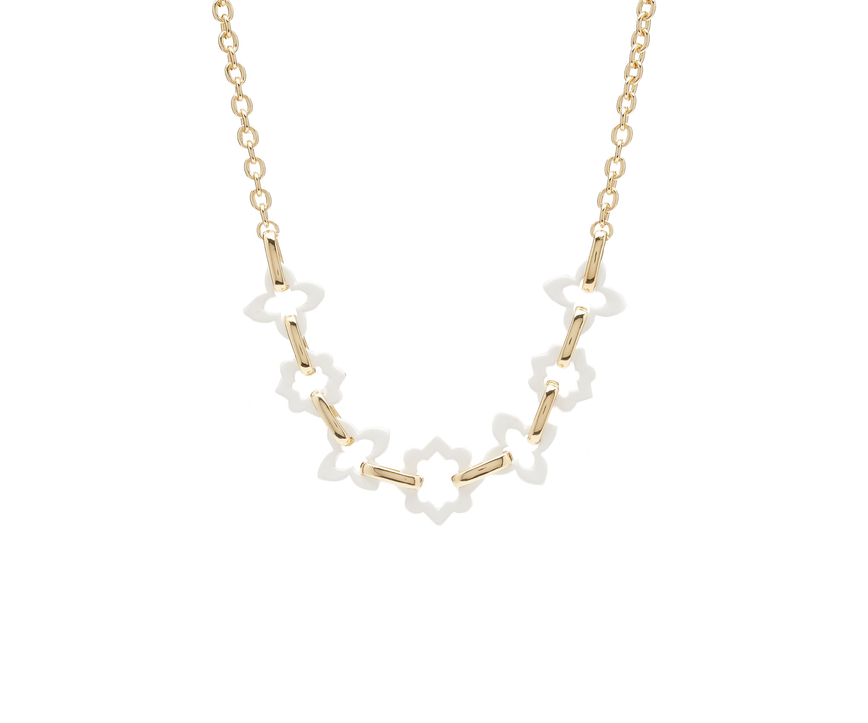 Gold Tone White Spray Color Collar Necklace