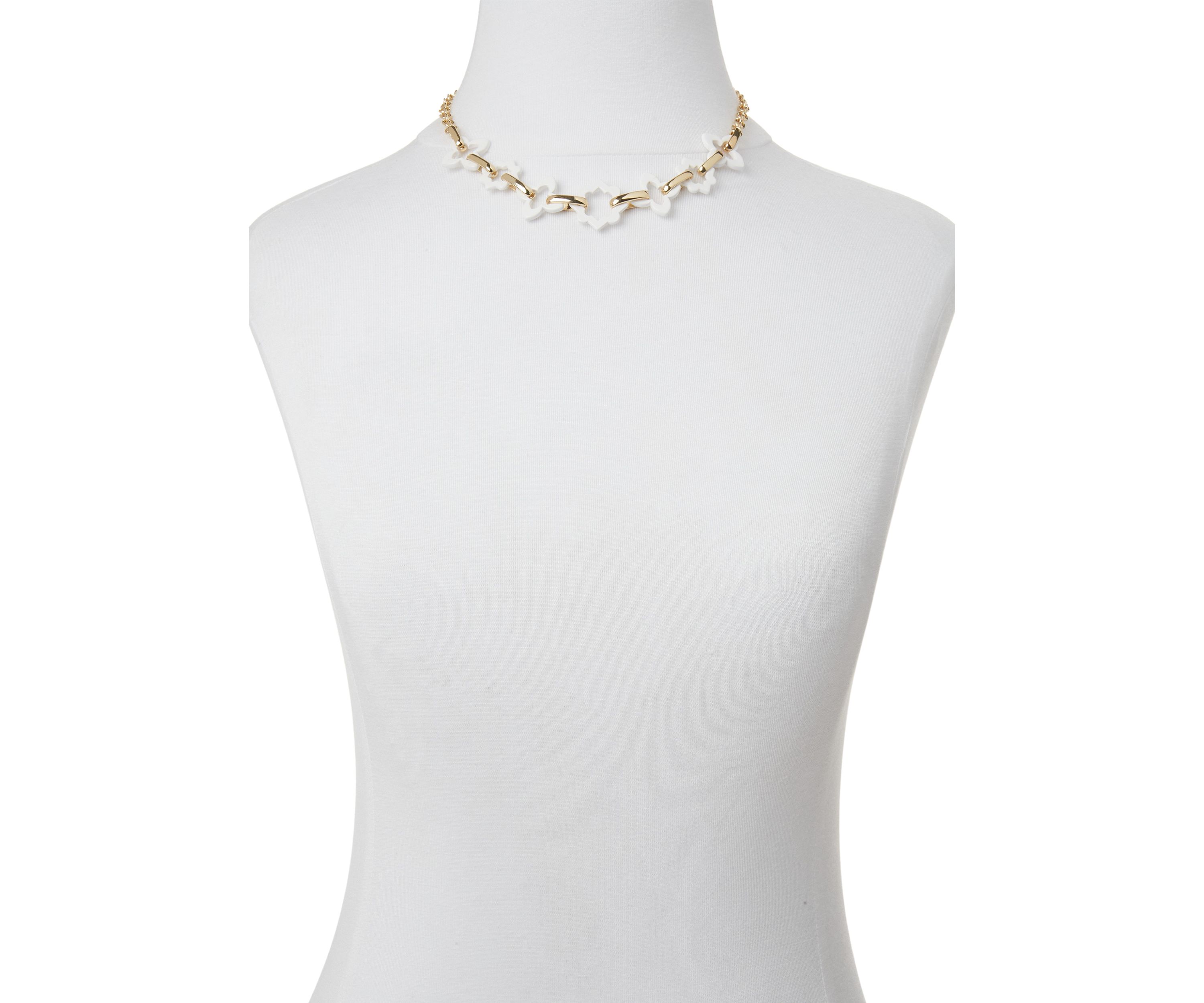Gold Tone White Spray Color Collar Necklace