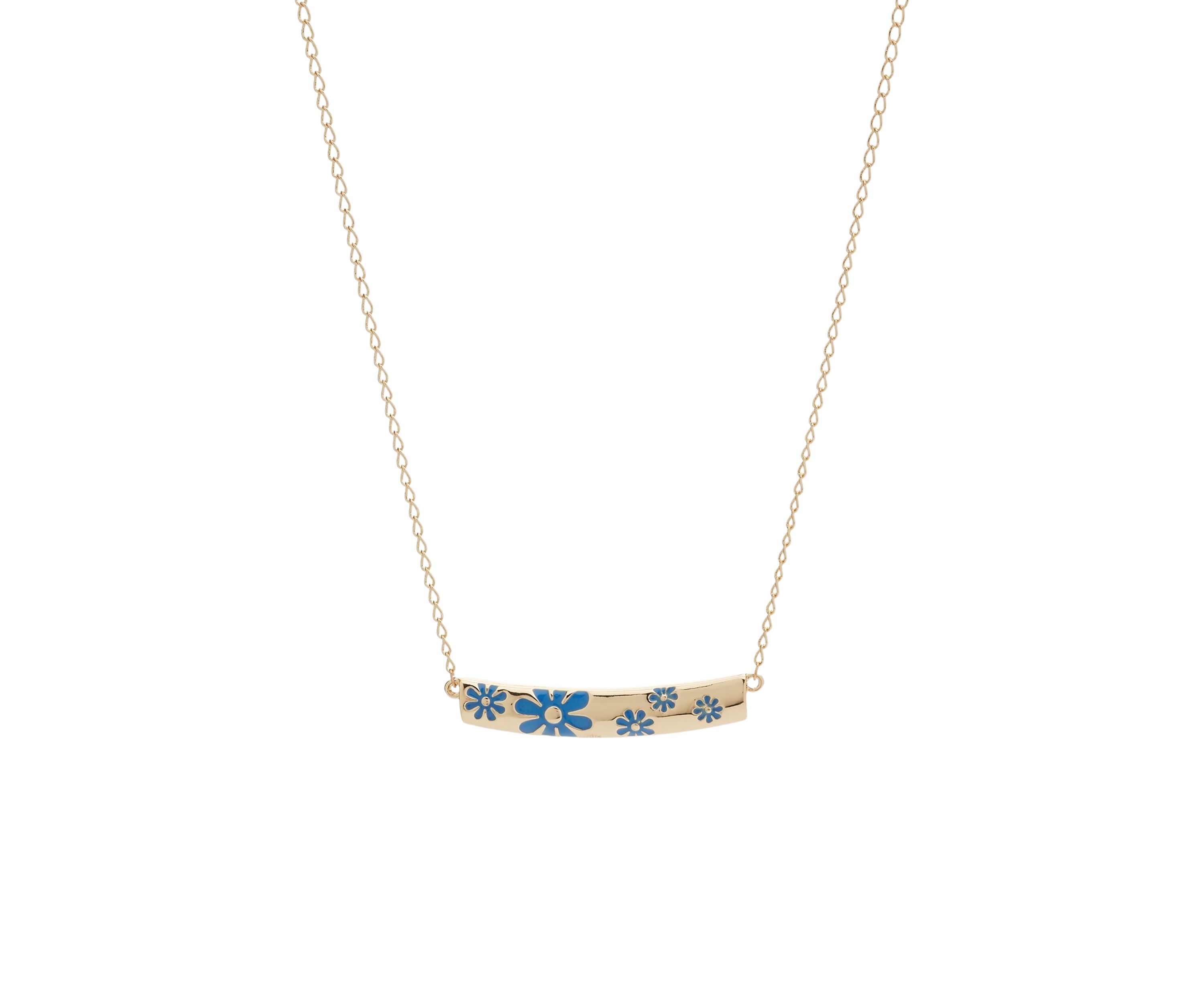 Blue Flower Bar Frontal Necklace