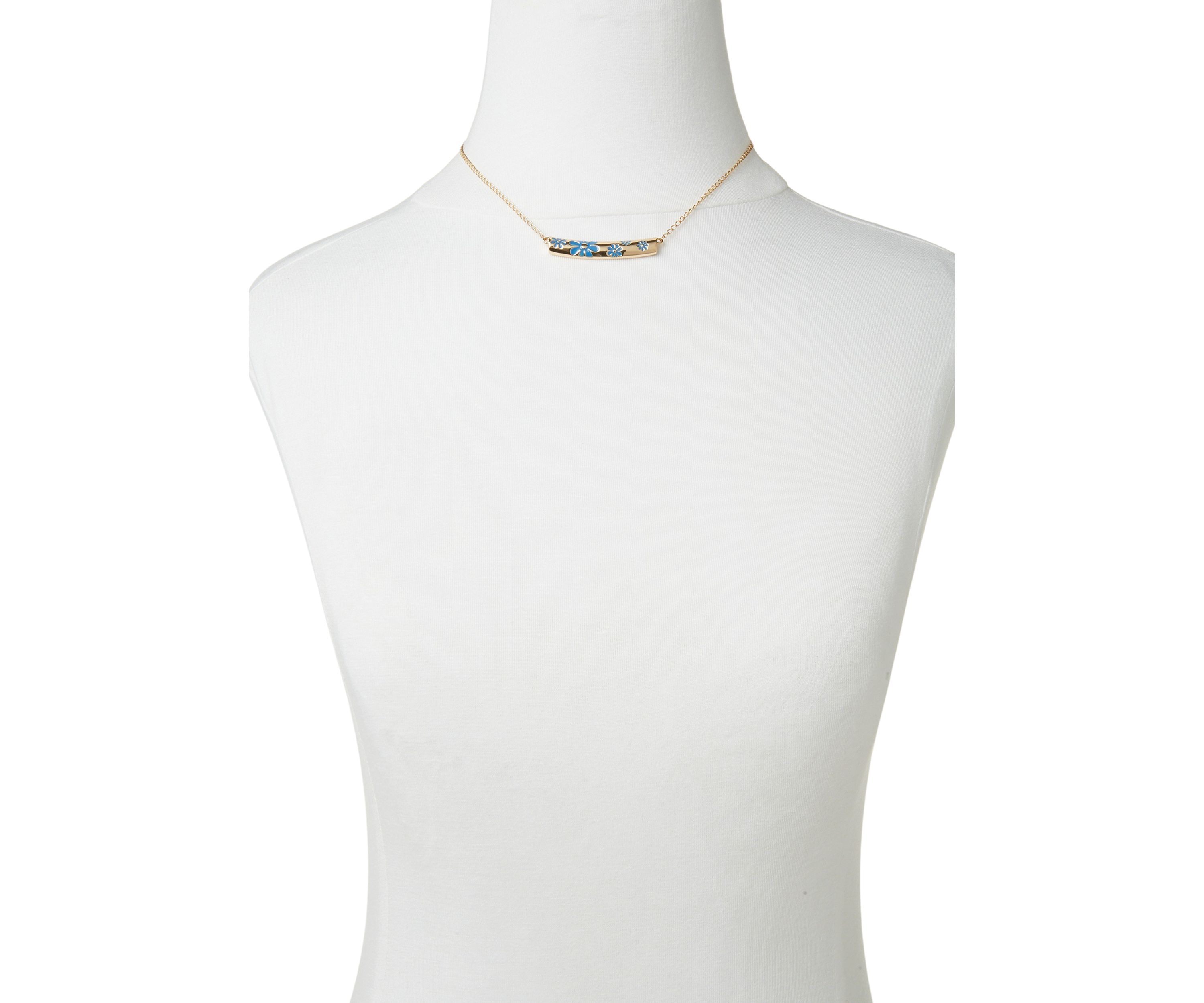 Blue Flower Bar Frontal Necklace
