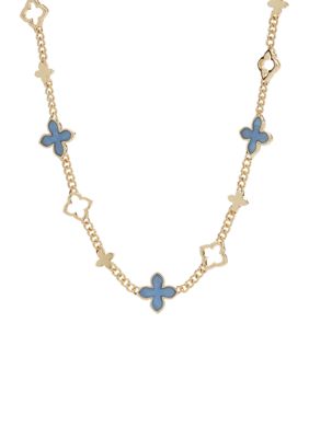 Gold Blue Foil Collar Necklace
