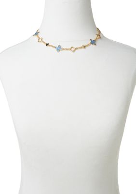 Gold Blue Foil Collar Necklace