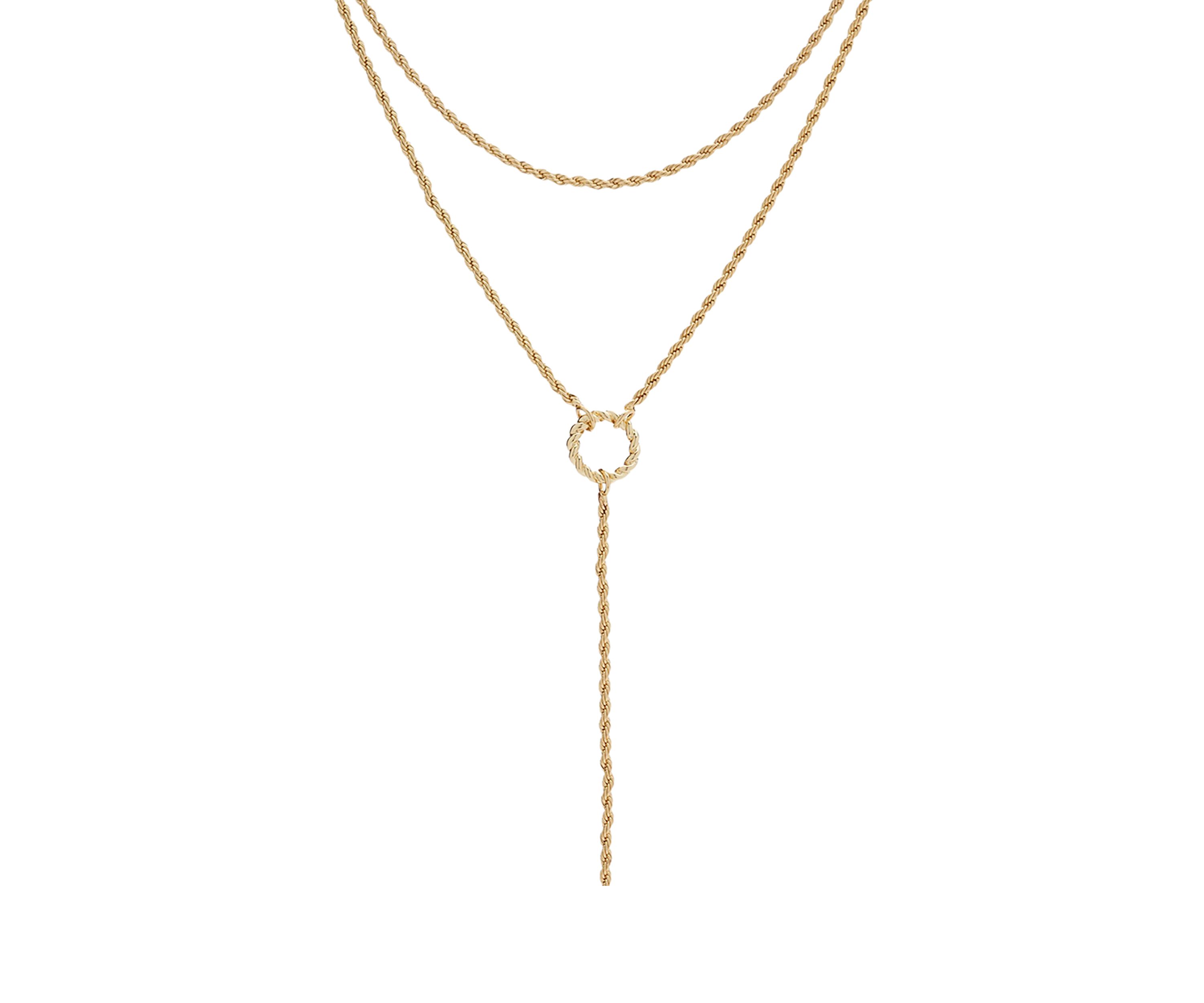 Gold Rope Chain Multi Row Necklace