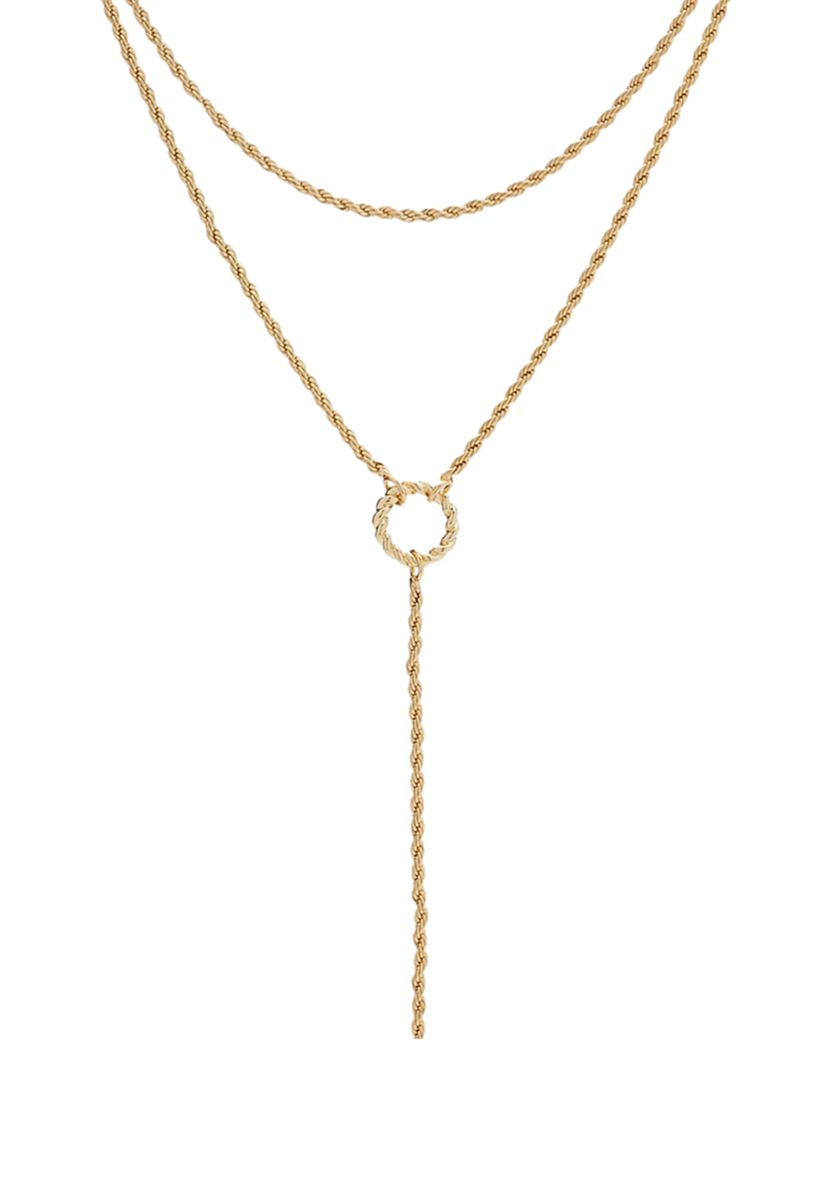 Gold Rope Chain Multi Row Necklace