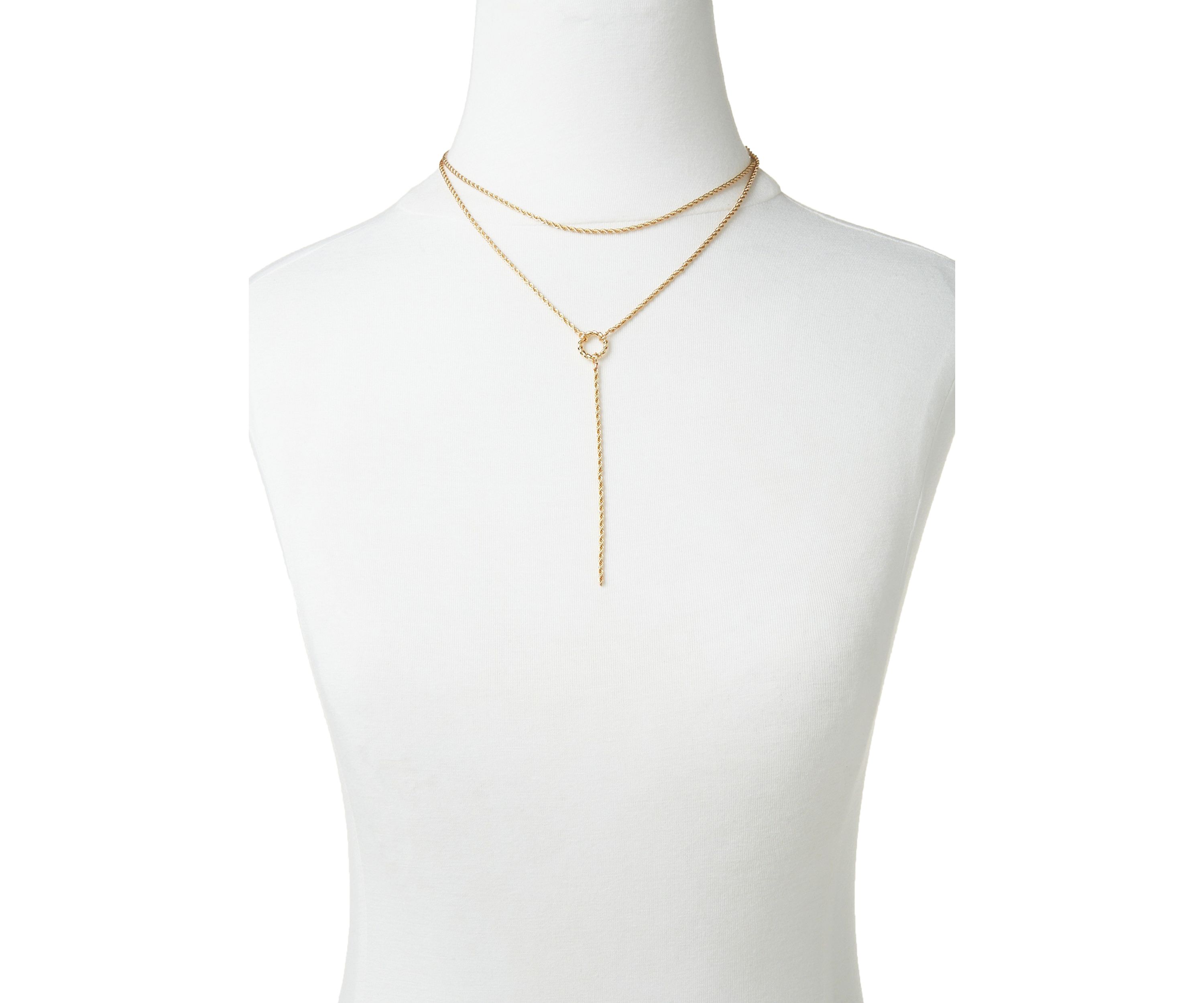 Gold Rope Chain Multi Row Necklace