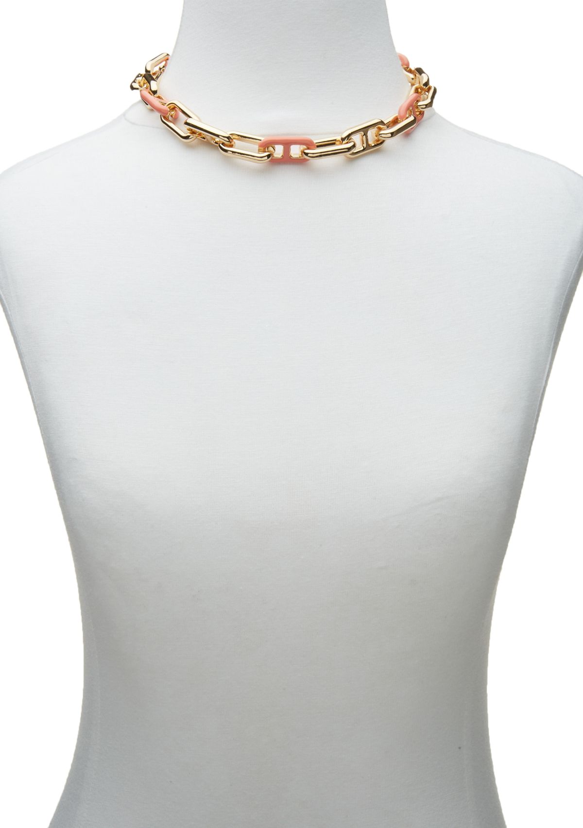 Gold Tone Enamel Link Collar Necklace