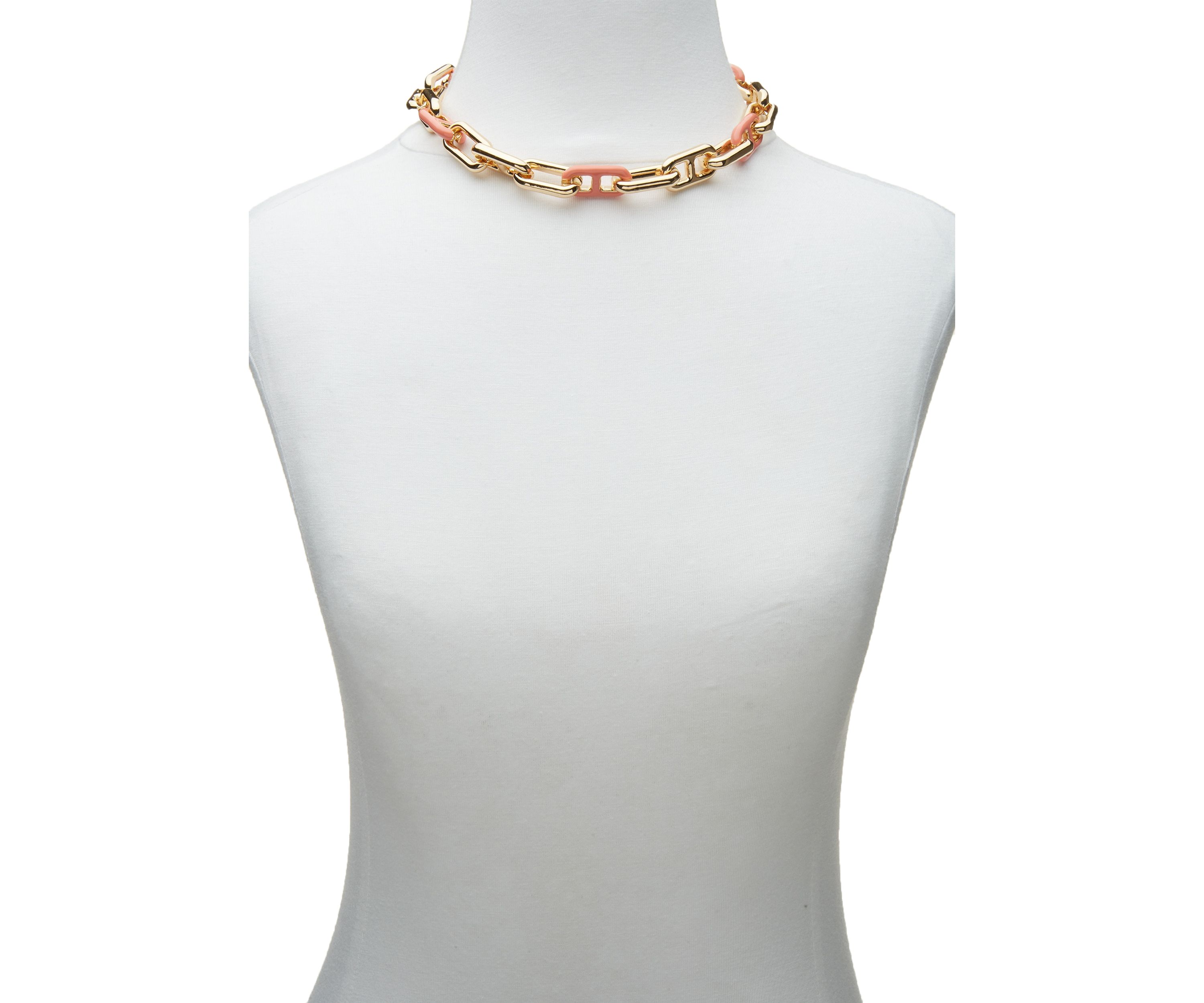 Gold Tone Enamel Link Collar Necklace