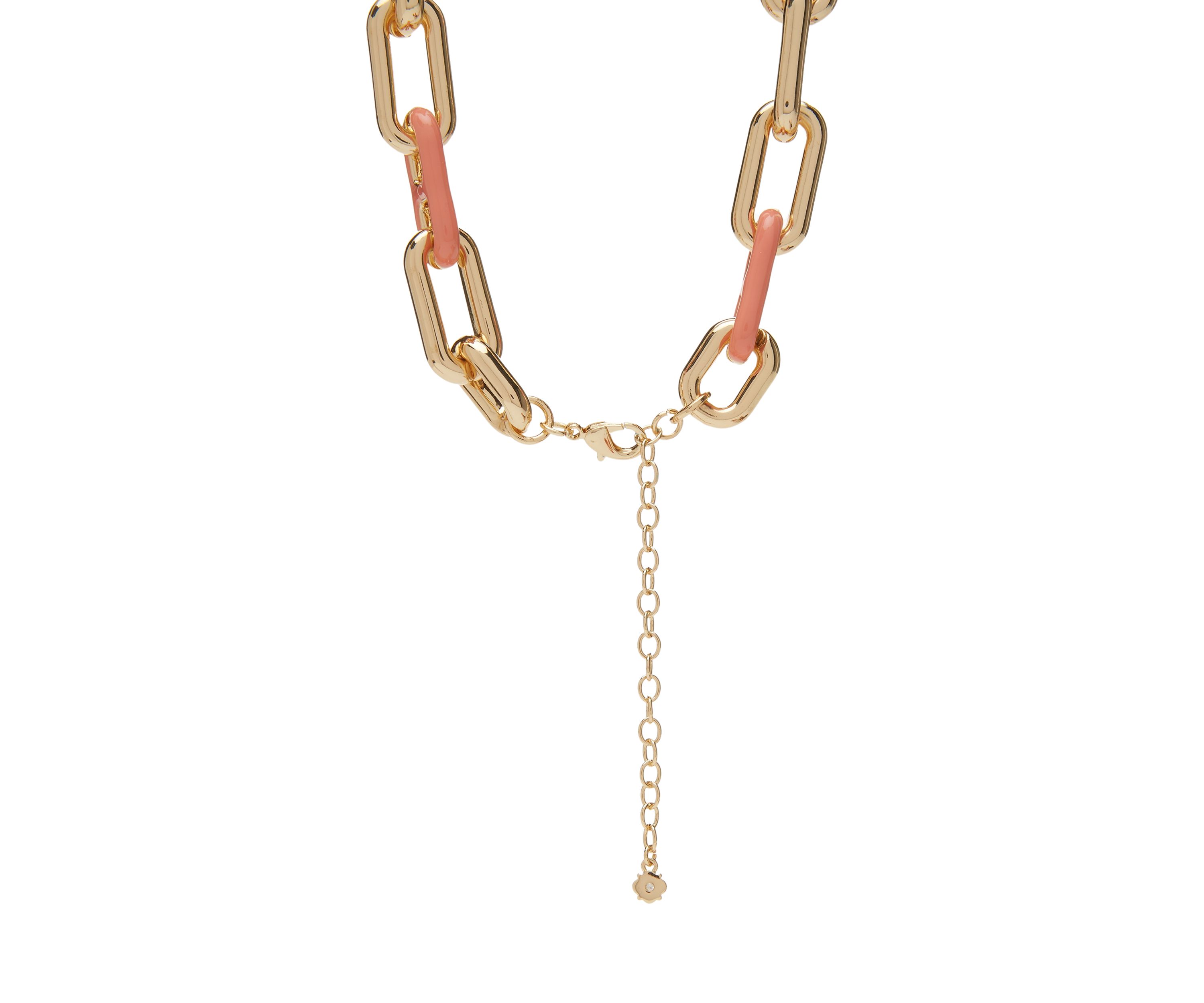 Gold Tone Enamel Link Collar Necklace