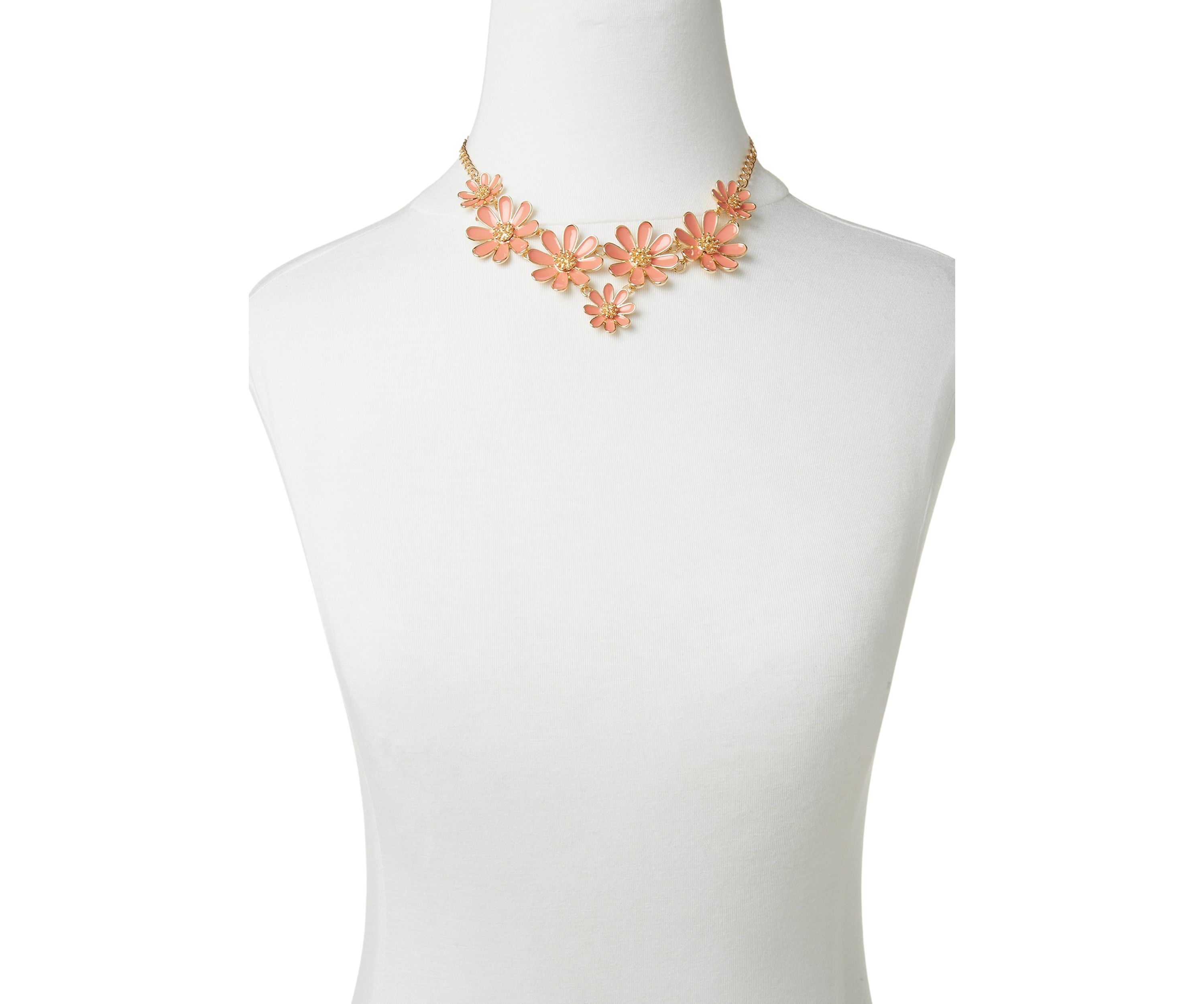 Coral Flower Frontal Gold Necklace