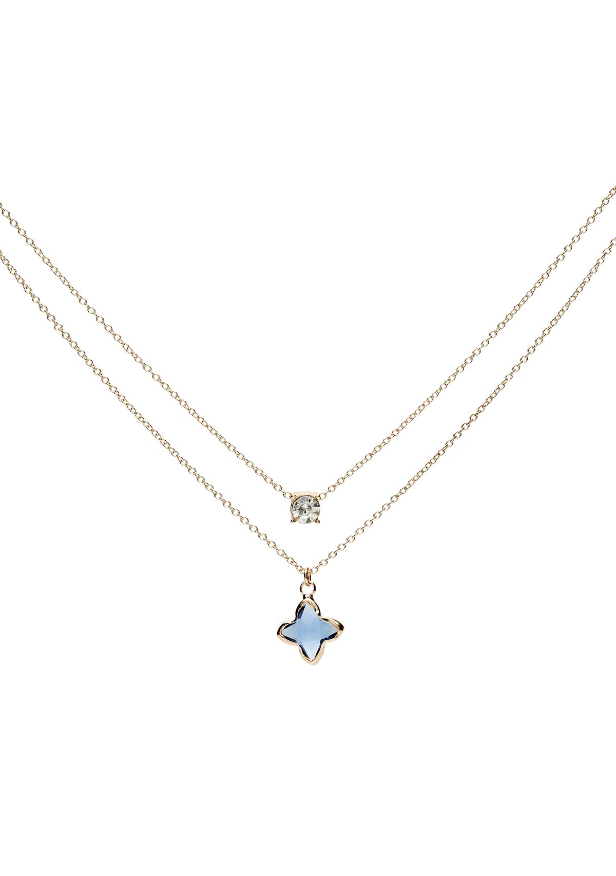 Gold Tone 16" Quatrefoil Multi Row Necklace