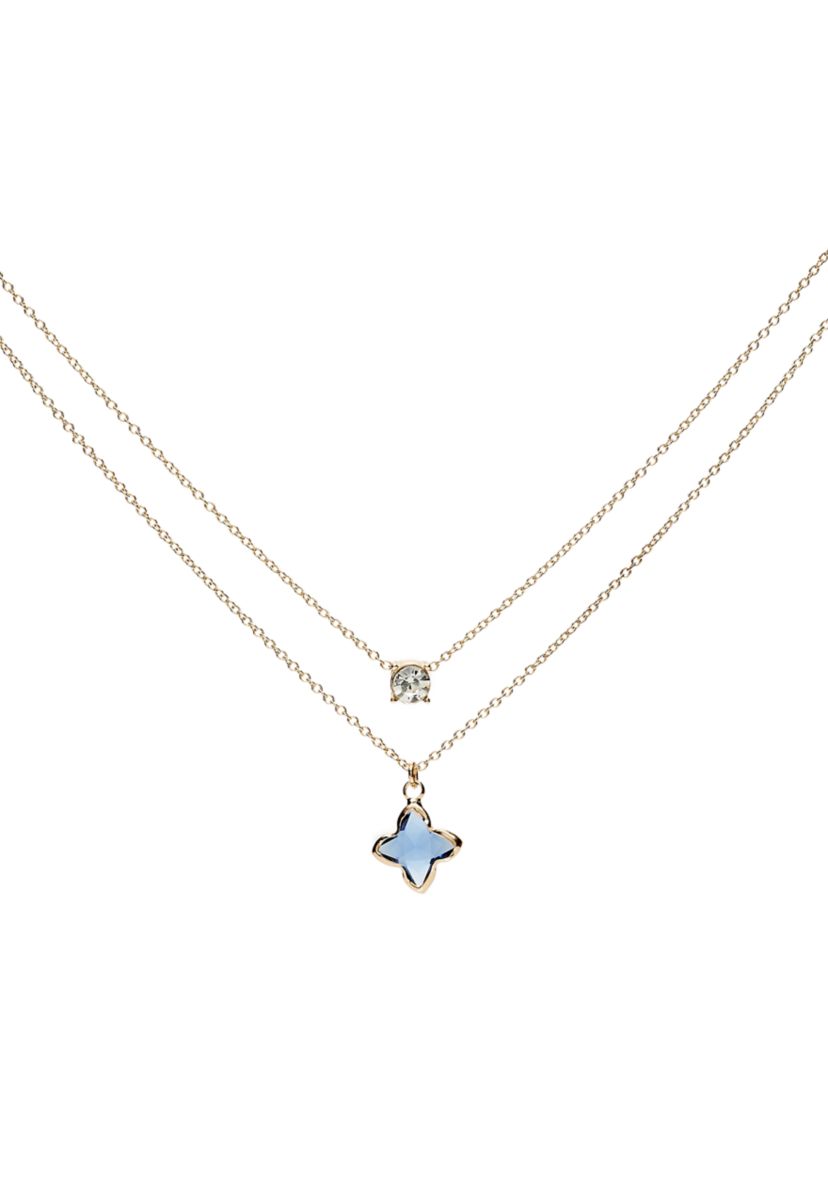 Gold Tone 16" Quatrefoil Multi Row Necklace