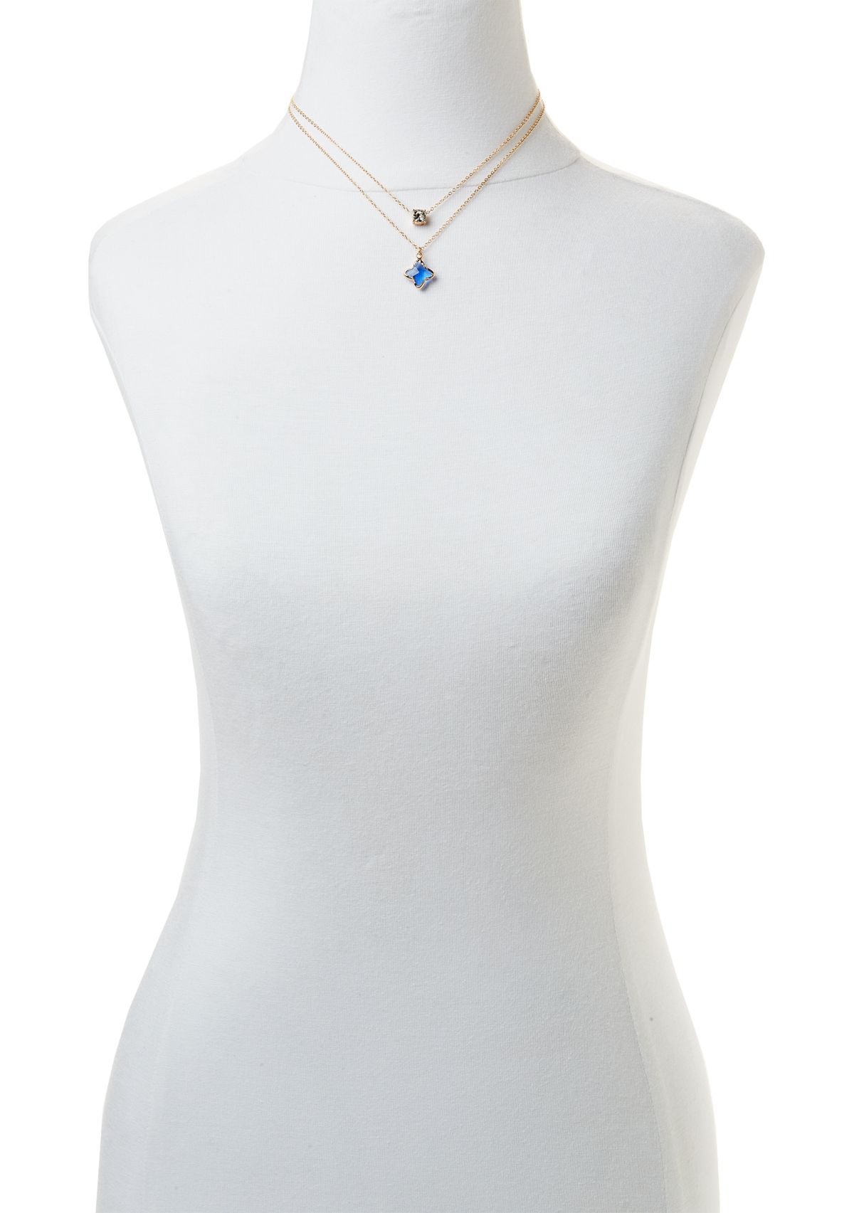 Gold Tone 16" Quatrefoil Multi Row Necklace