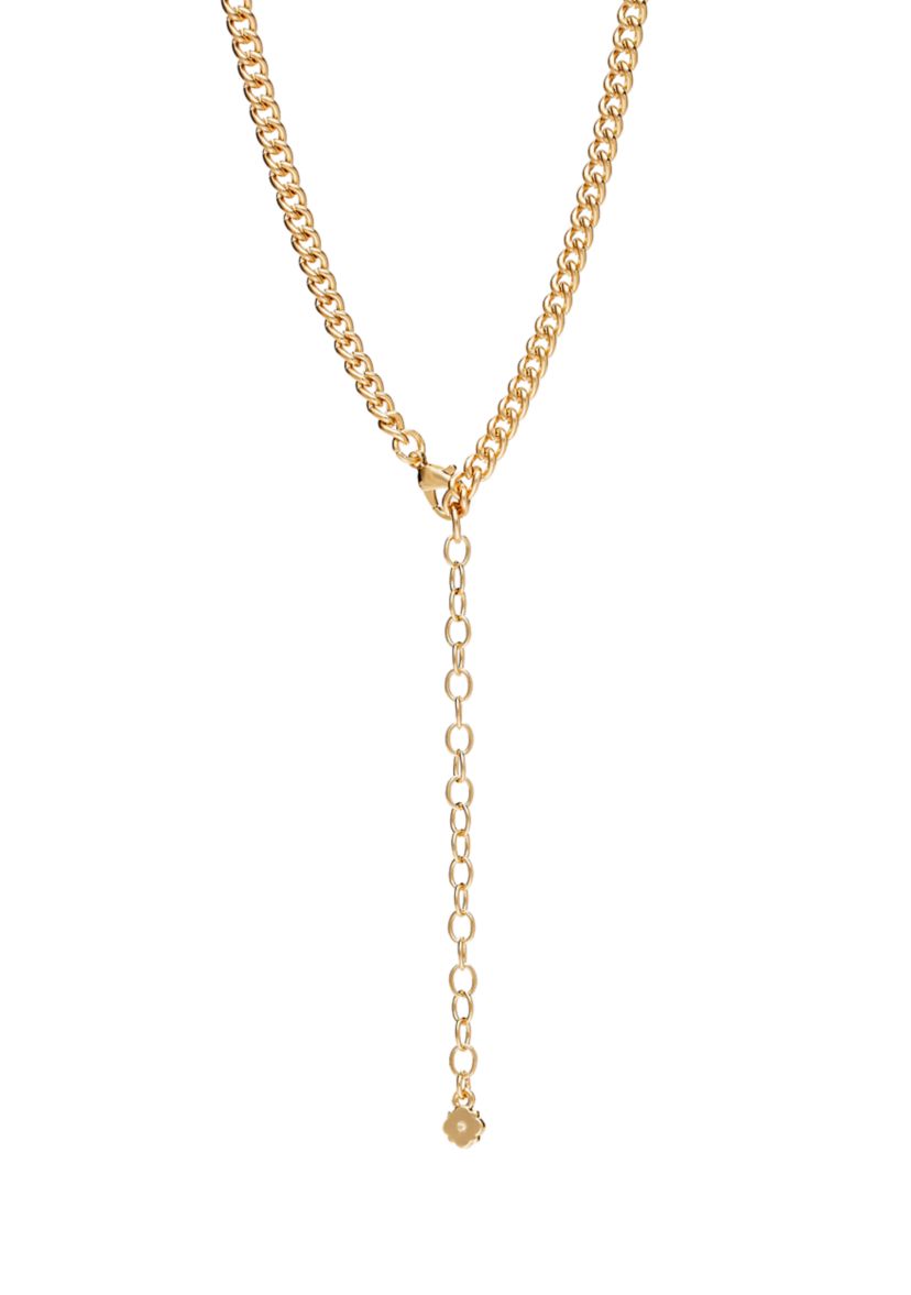 Gold Tone 16" 2 Row Lock and Key Pendant Necklace