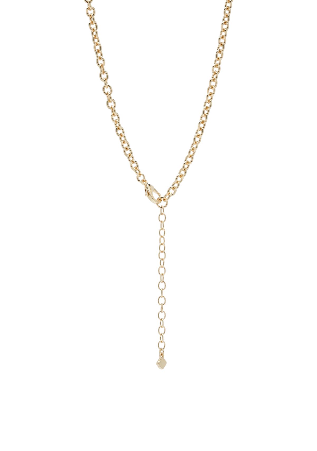 Gold Tone Puffed Heart Pendant Necklace