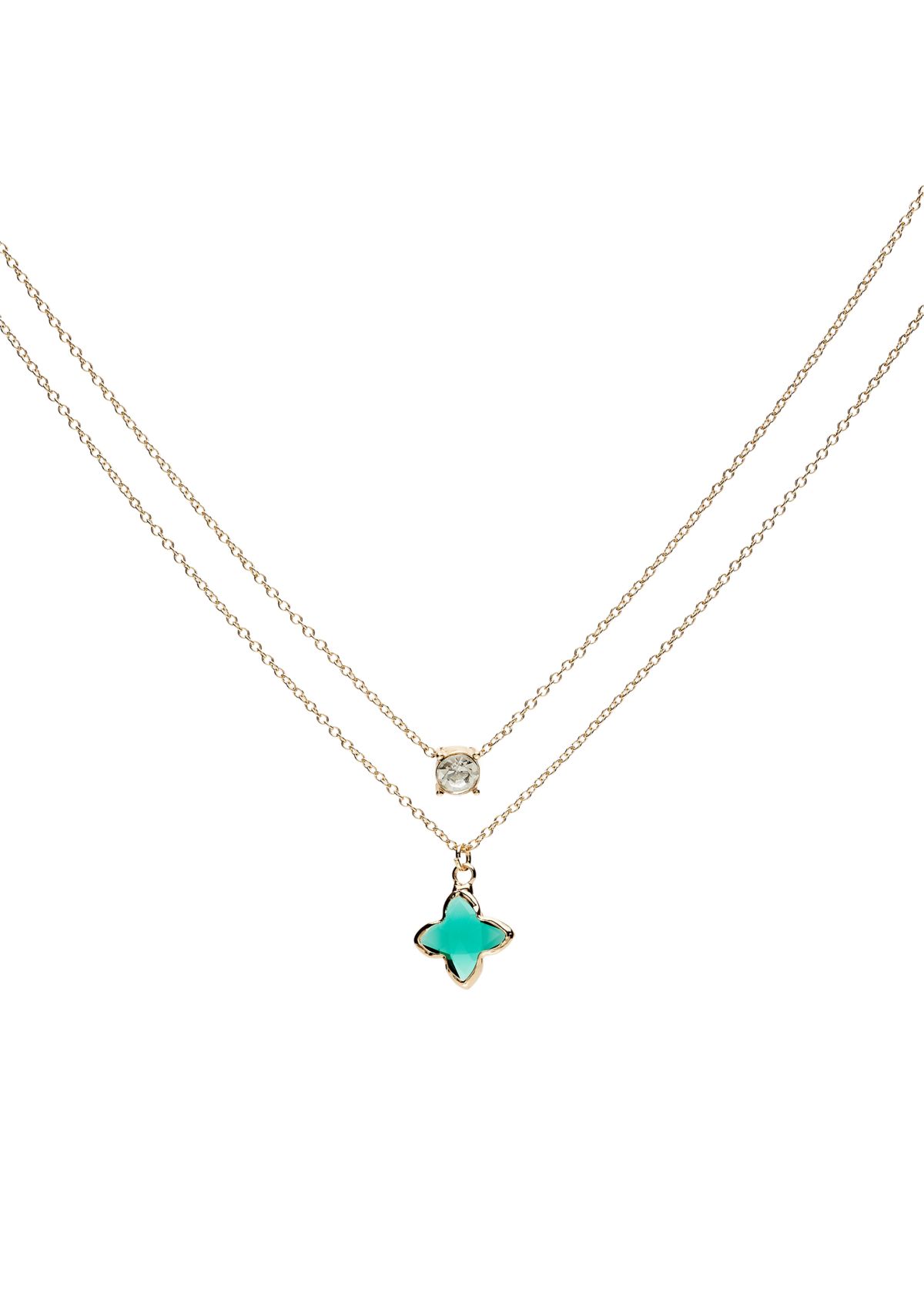 Gold Tone 16" Quatrefoil Multi Row Necklace