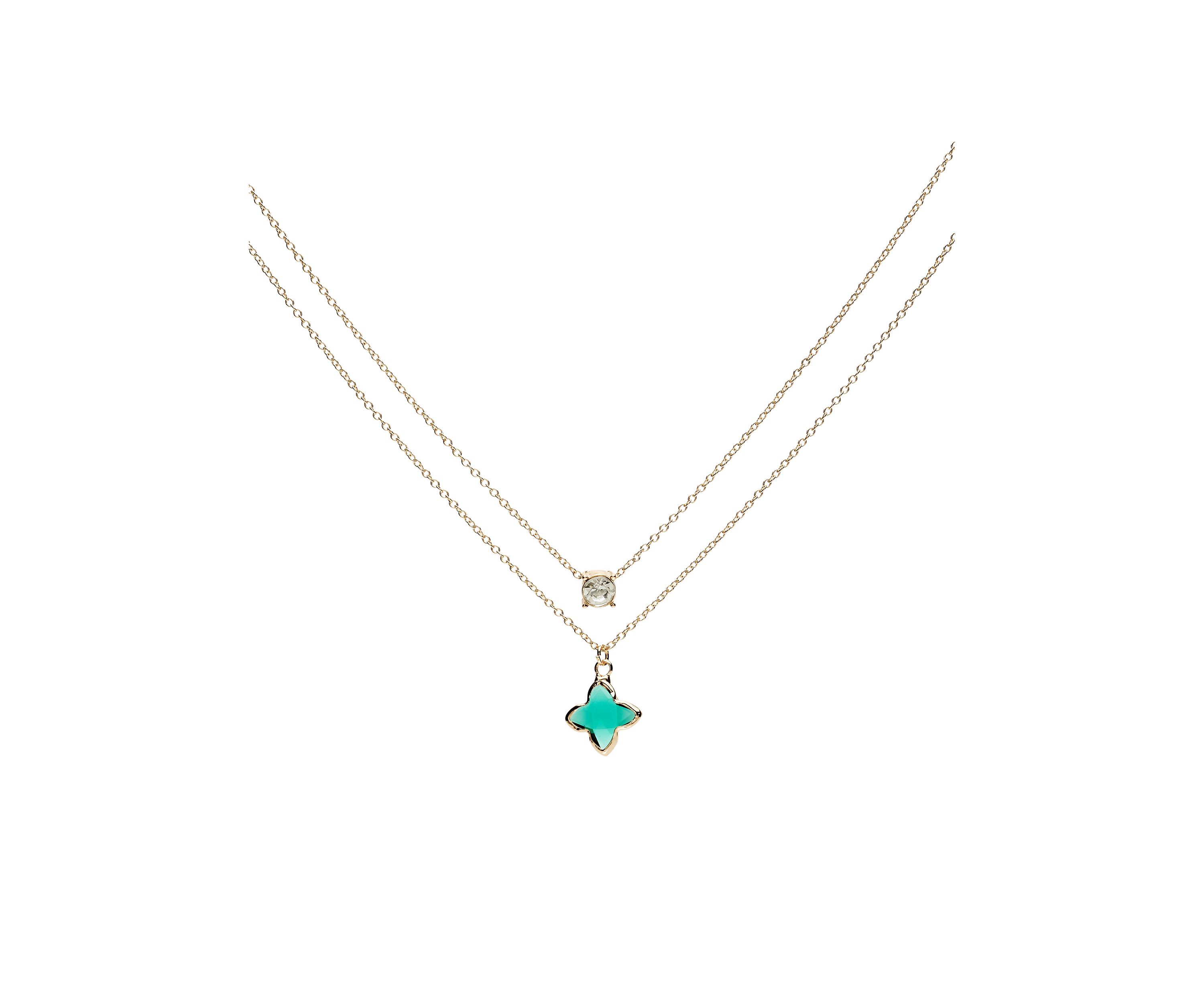 Gold Tone 16" Quatrefoil Multi Row Necklace