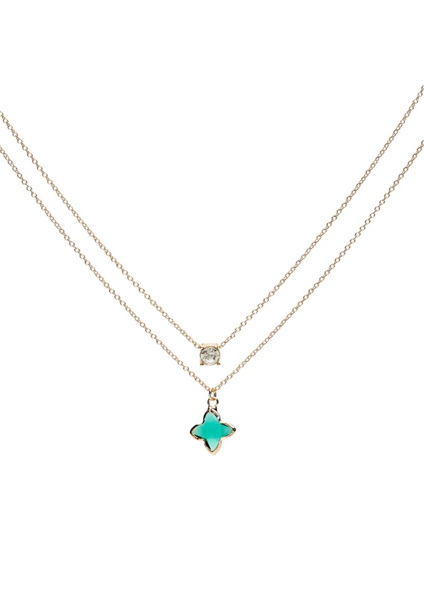 Gold Tone 16" Quatrefoil Multi Row Necklace