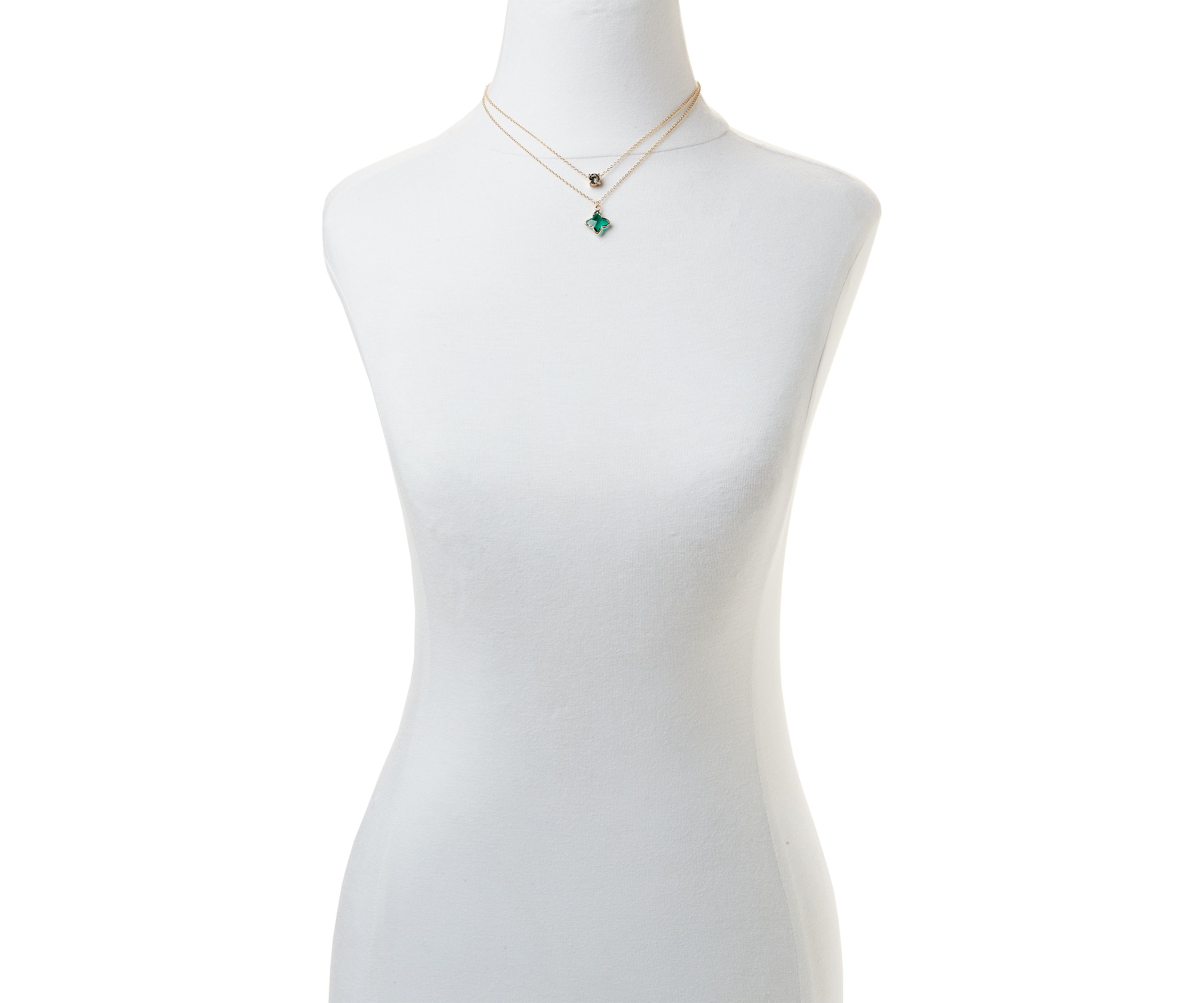 Gold Tone 16" Quatrefoil Multi Row Necklace