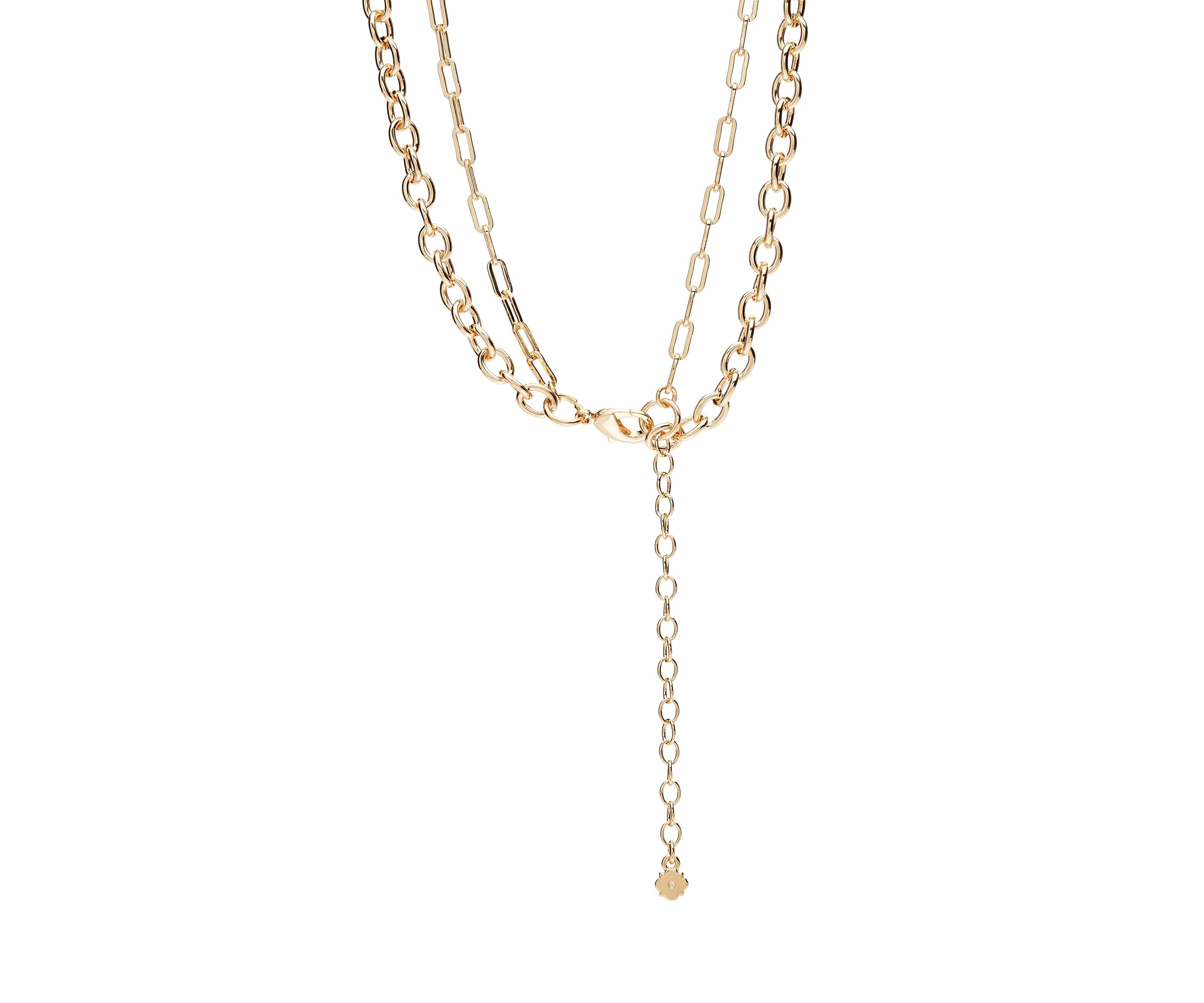 Gold Tone 16" Sapphire Quatrefoil Multi Row Necklace