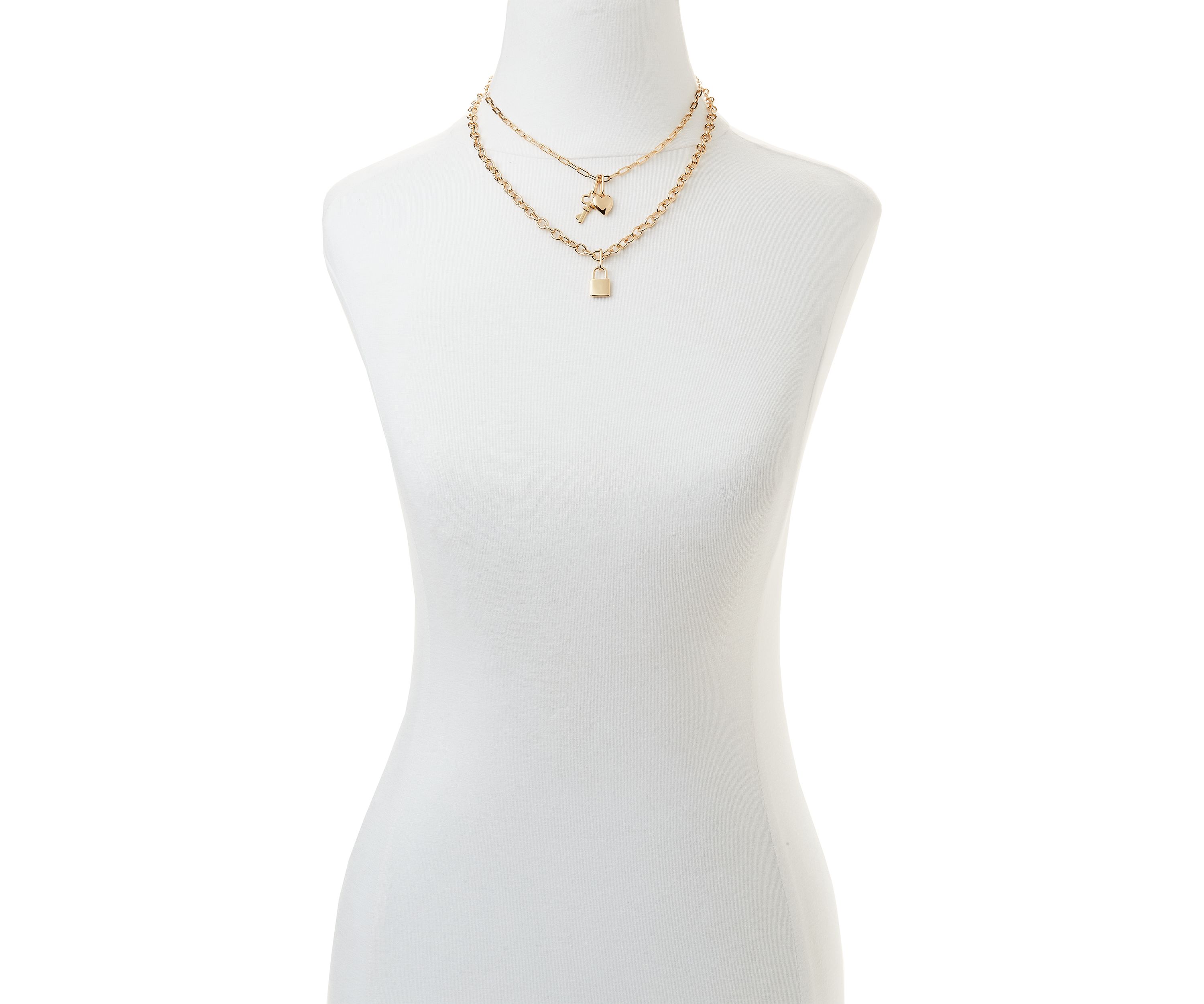 Gold Tone 16" Sapphire Quatrefoil Multi Row Necklace